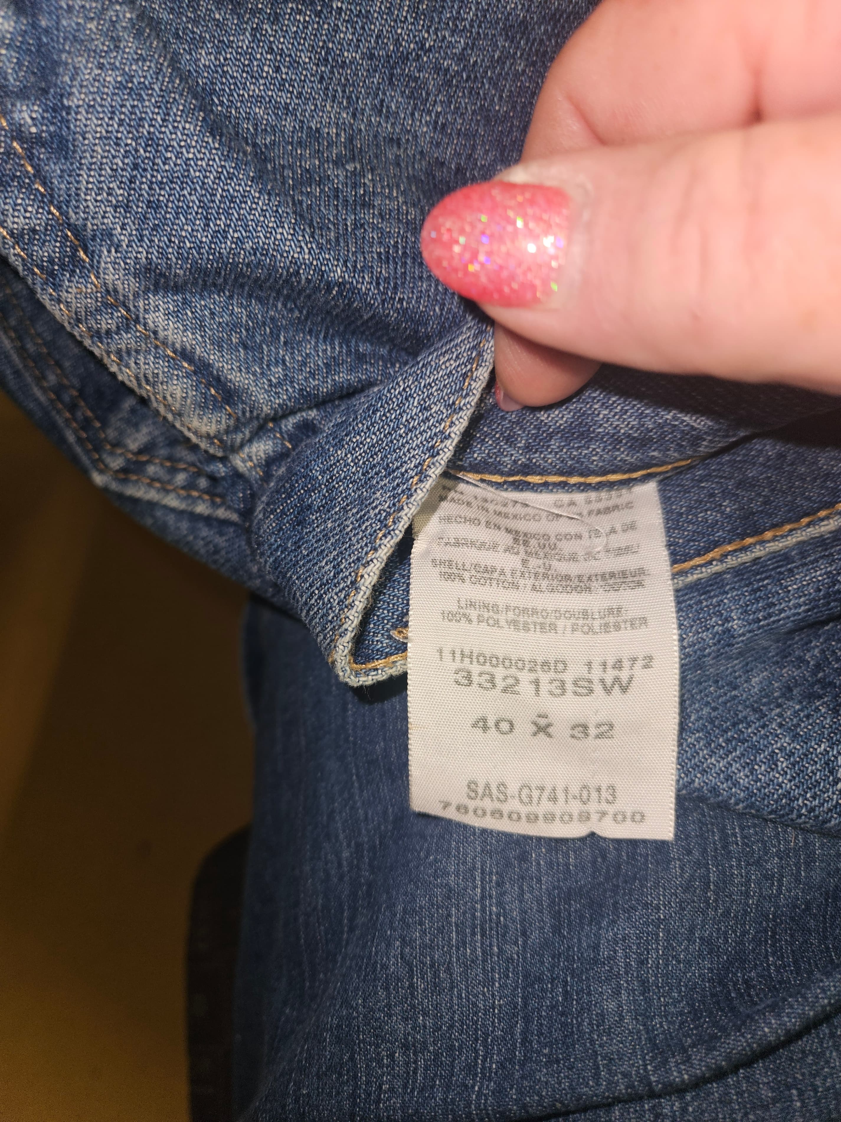 Men's Blue Denim Jeans with Red Lining - Thumbnail 3