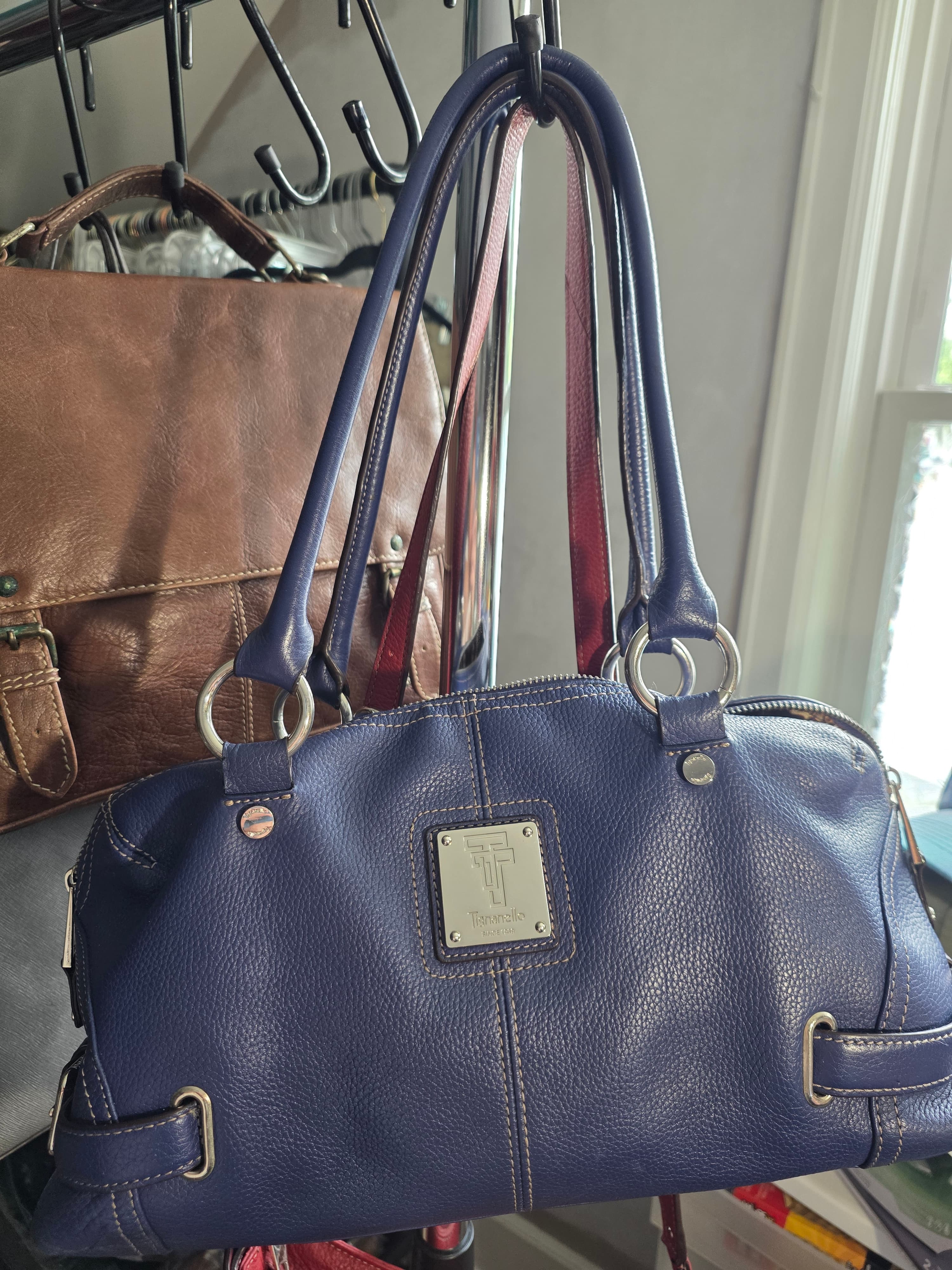 Tignanello Blue Leather Shoulder Bag