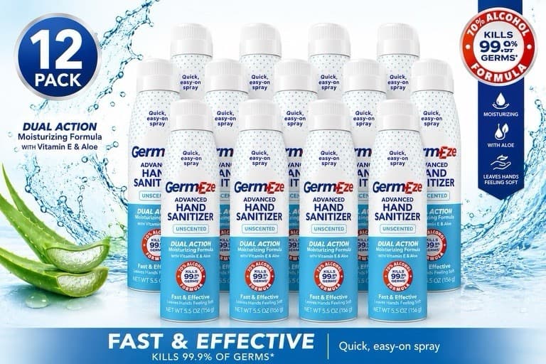 Germ-Eze 6.5 Oz Hand Sanitizing Spray - 12 Packs Wholesale Lot - Thumbnail 2