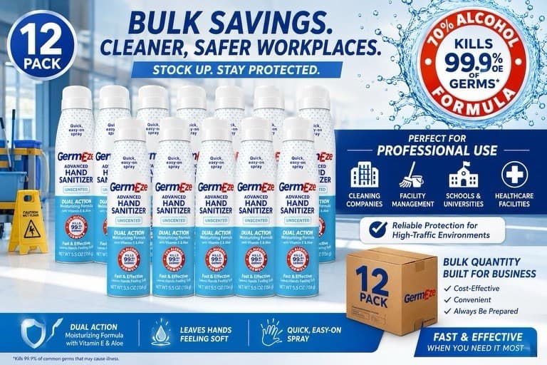 12 Pk Spray Hand Sanitizer 6.5 oz Aerosol Car Office Travel - Thumbnail 2