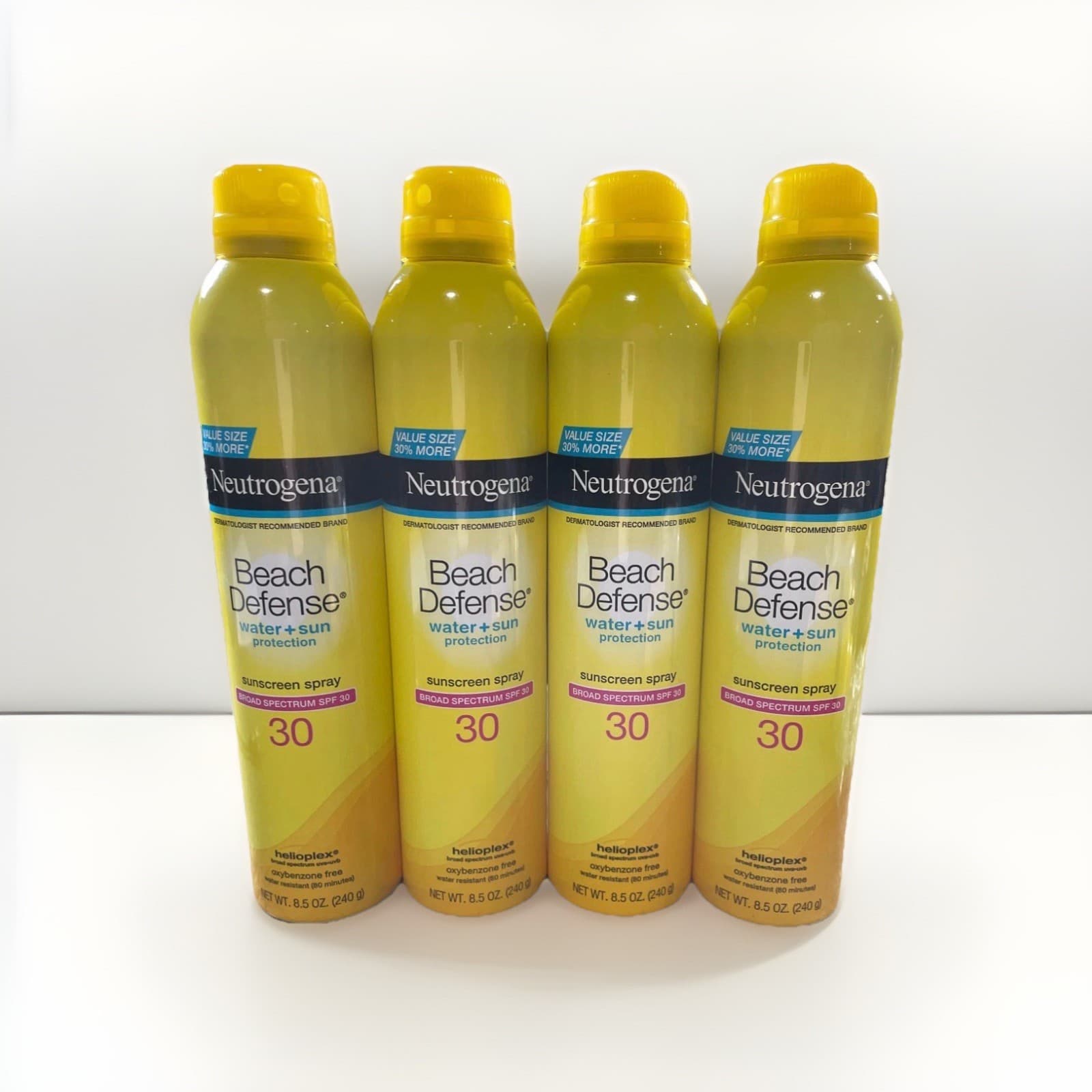 4 PACK Neutrogena Beach Defense Sunscreen Spray Lotion SPF 30 - 8.5 Oz Exp 11/26 - Thumbnail 2
