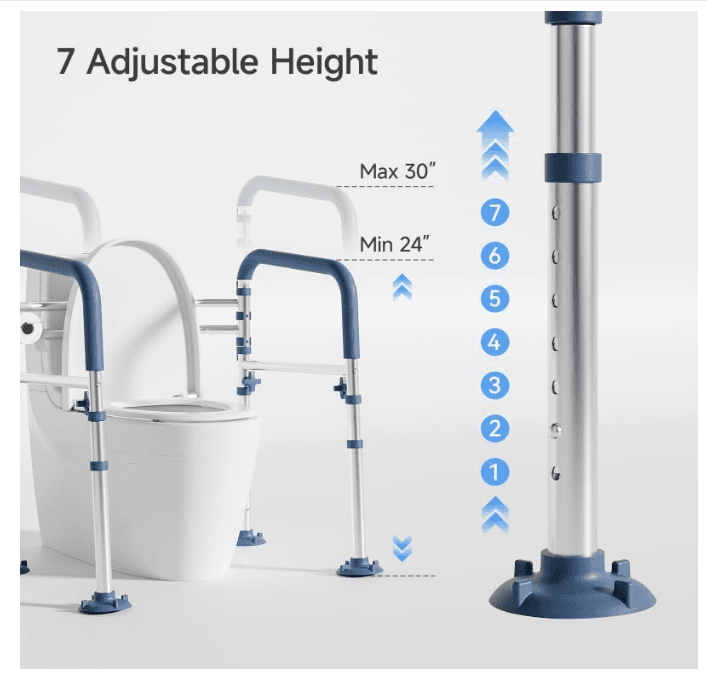 Loyoda Toilet Safety Frame Adjustable Toilet Safety Rail Blue 350Lb Max  (P23K) - Thumbnail 4