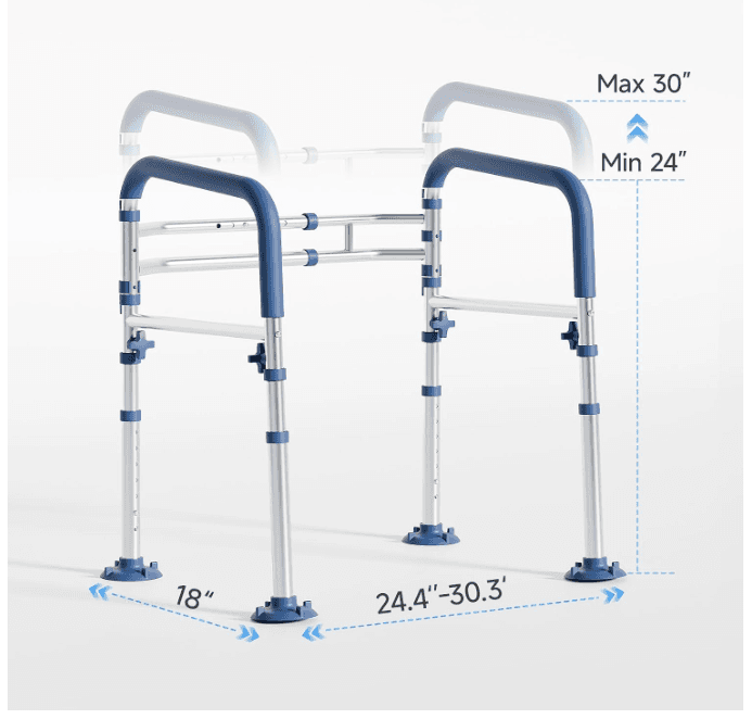 Loyoda Toilet Safety Frame Adjustable Toilet Safety Rail Blue 350Lb Max  (P23K) - Thumbnail 6