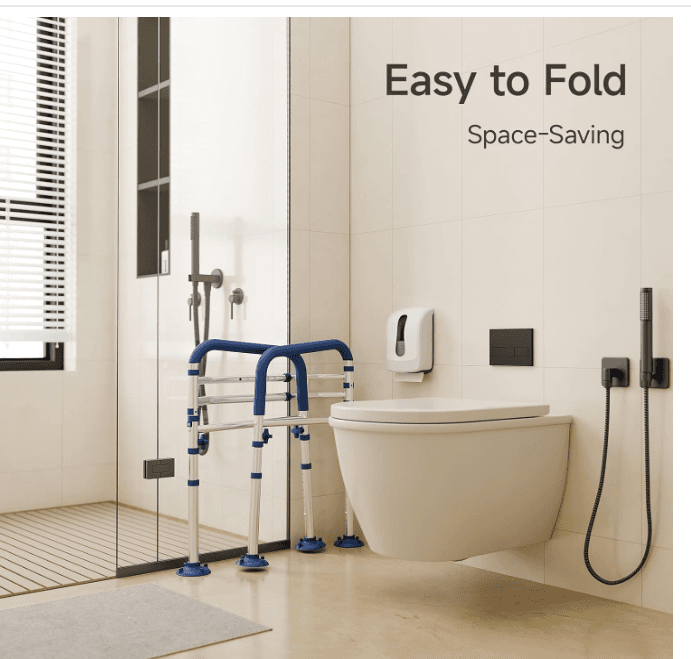 Loyoda Toilet Safety Frame Adjustable Toilet Safety Rail Blue 350Lb Max  (P23K) - Thumbnail 3