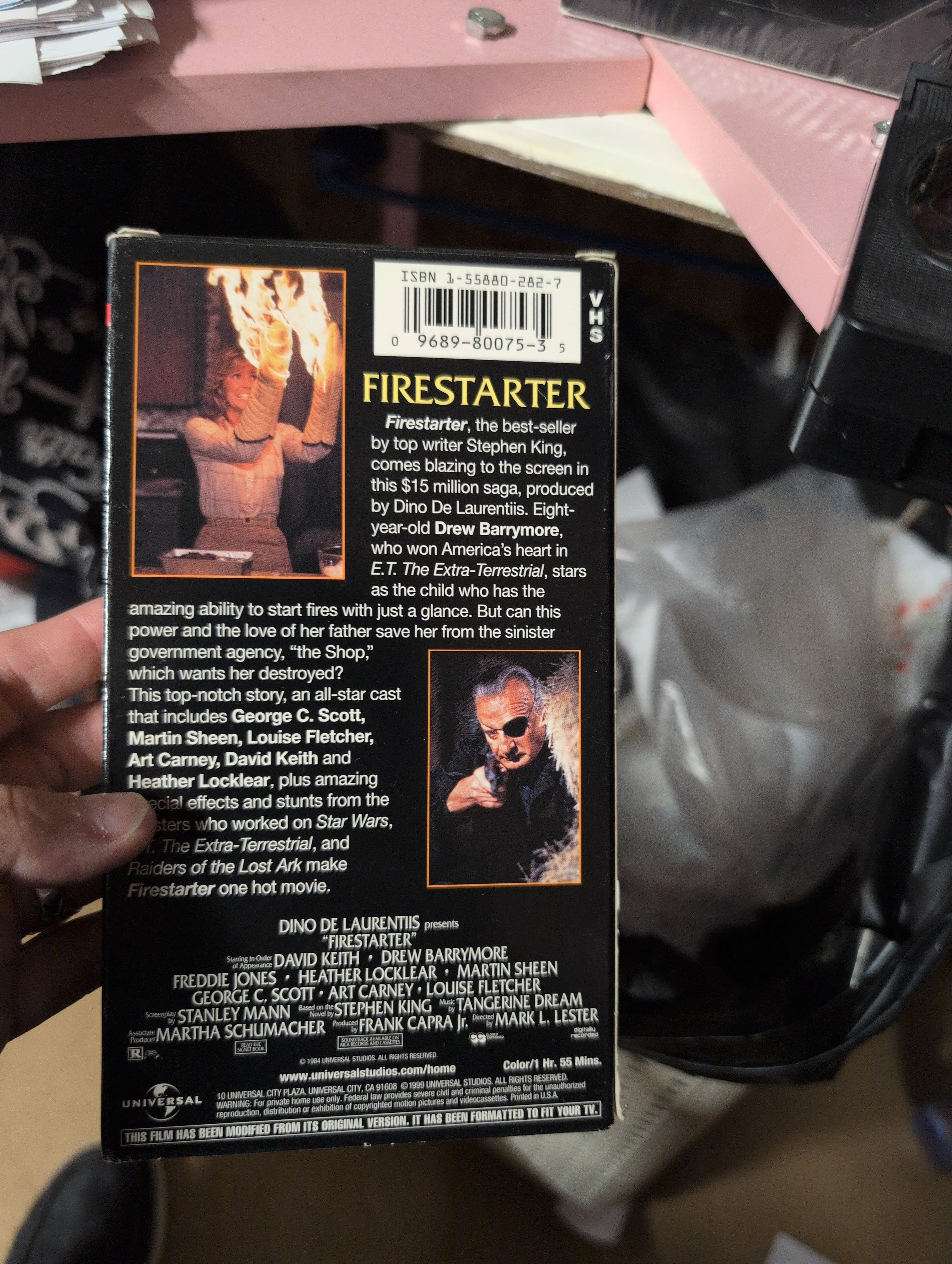Firestarter VHS Stephen King Universal Thriller - Thumbnail 2