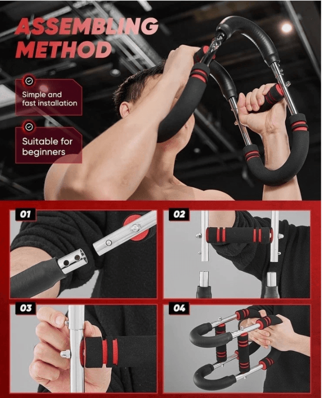 Saker Twister Arm Trainer 70-100Lb Adjustable Power Twist Bar Red Black (P29K) - Thumbnail 4