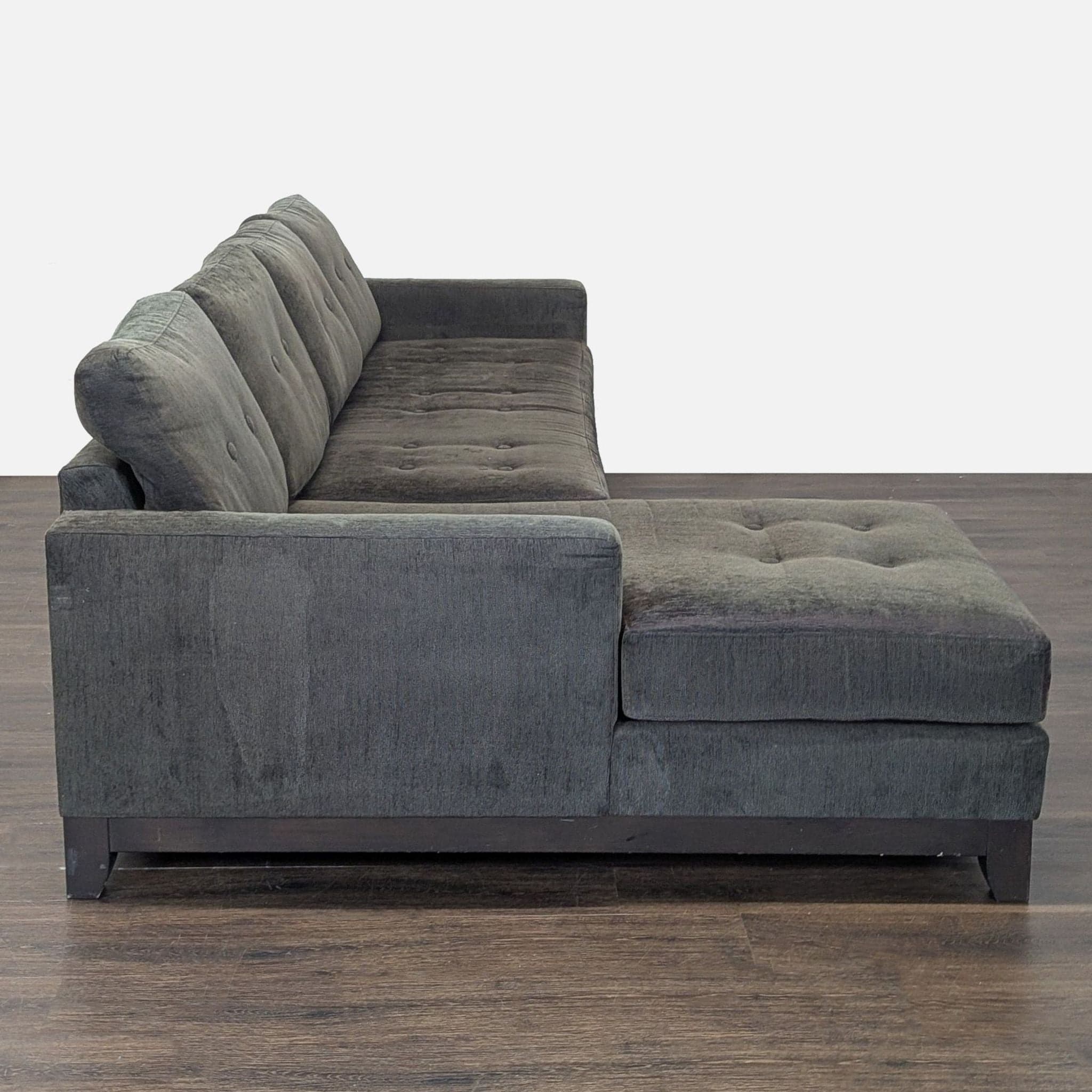Upholstery Arts Modern Dark Green Sectional Sofa with Chaise - Thumbnail 6