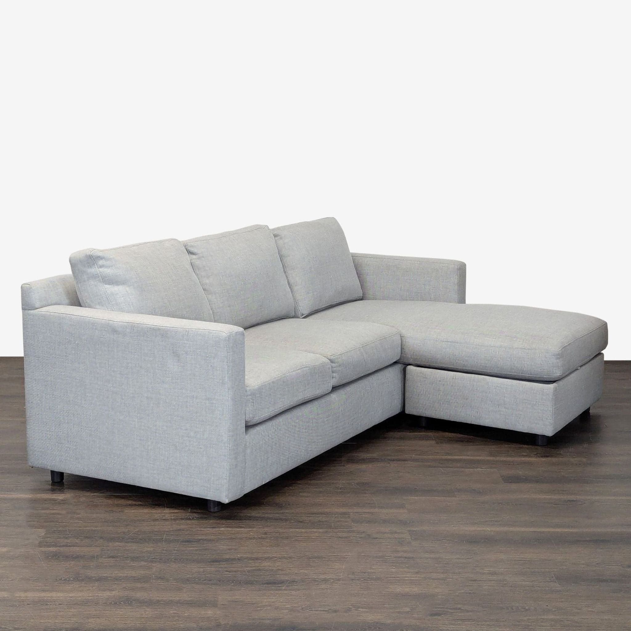 Crate and Barrel Gray Sectional Sofa with Storage Chaise - Thumbnail 4