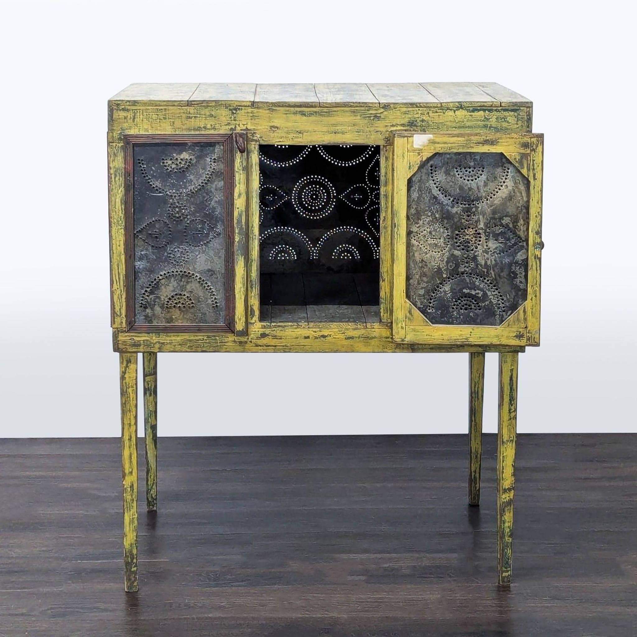 Handmade Reclaimed Wood and Metal Cabinet - Thumbnail 2