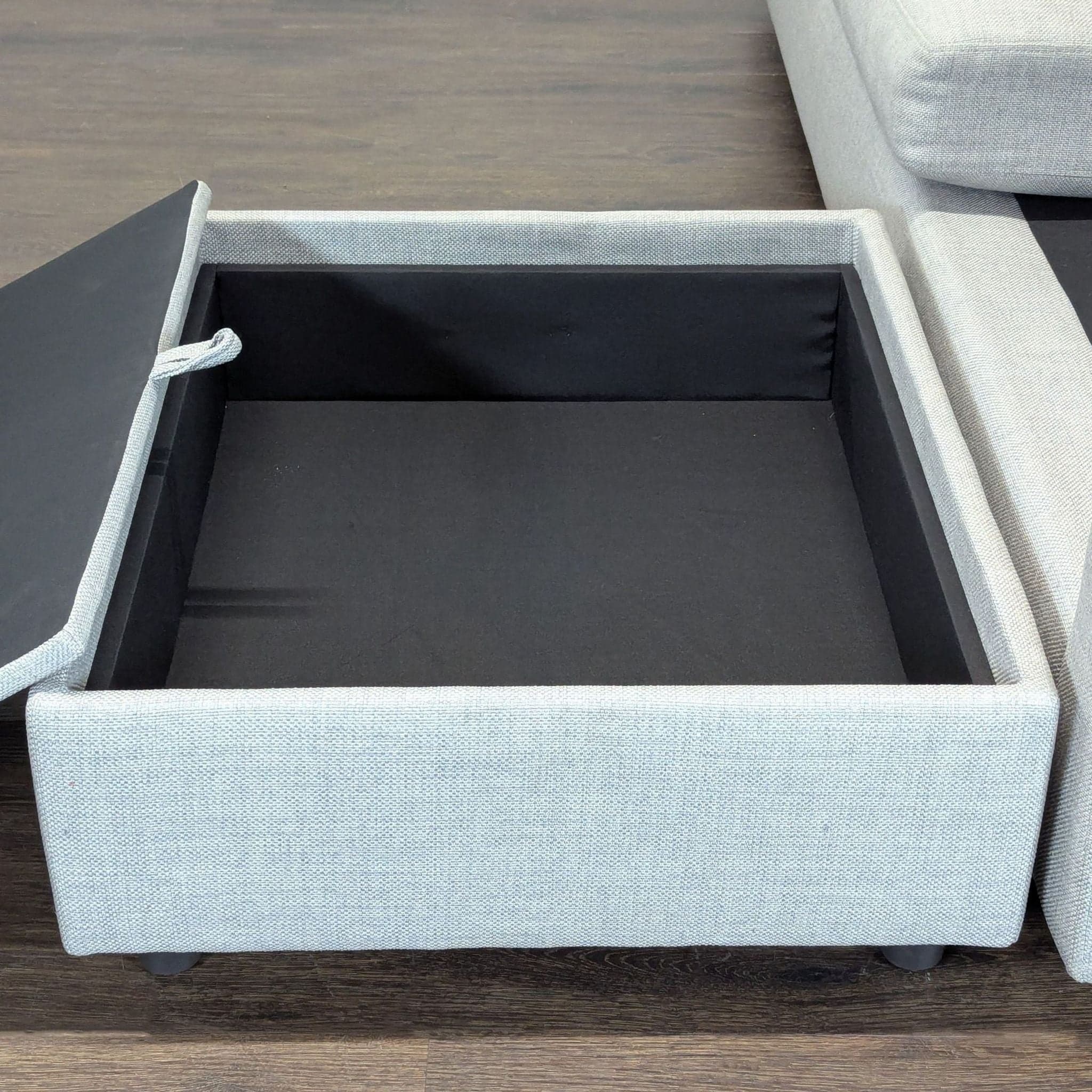 Crate and Barrel Gray Sectional Sofa with Storage Chaise - Thumbnail 2