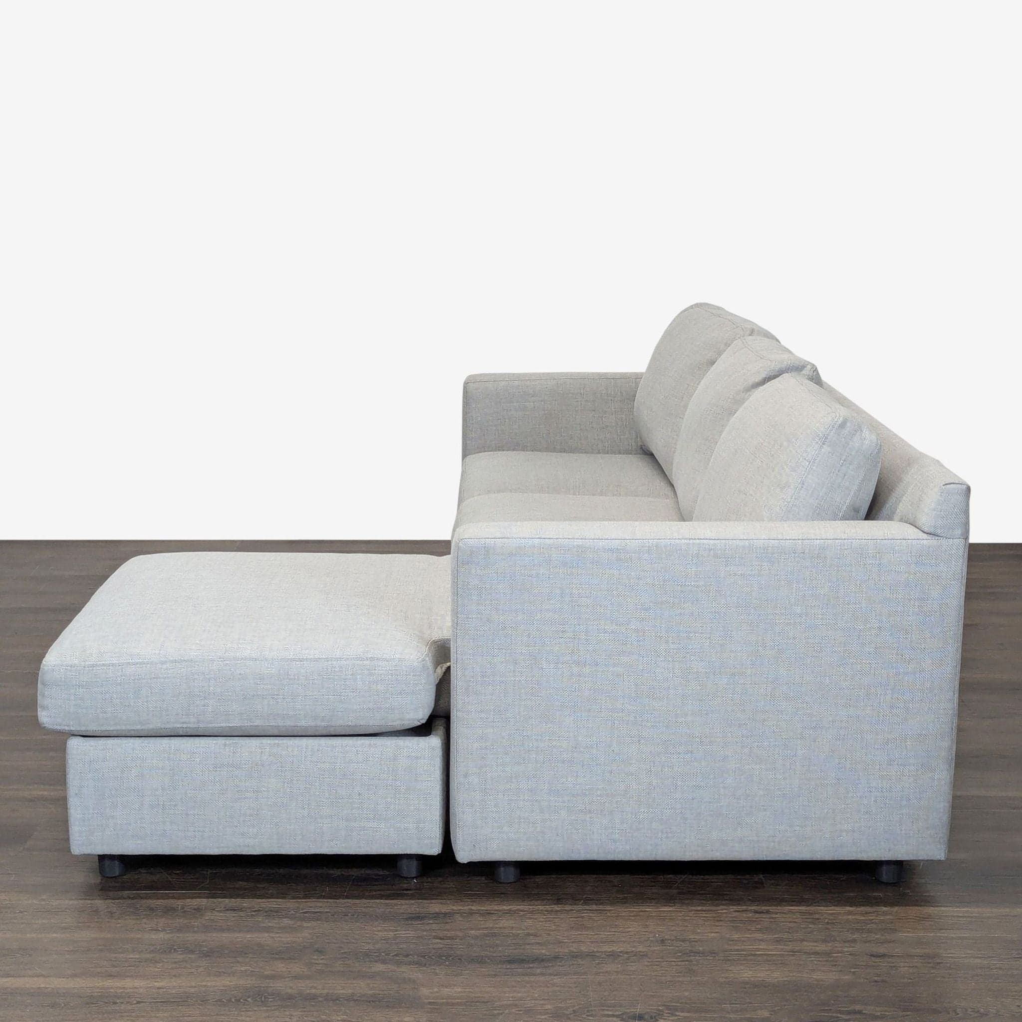 Crate and Barrel Gray Sectional Sofa with Storage Chaise - Thumbnail 8