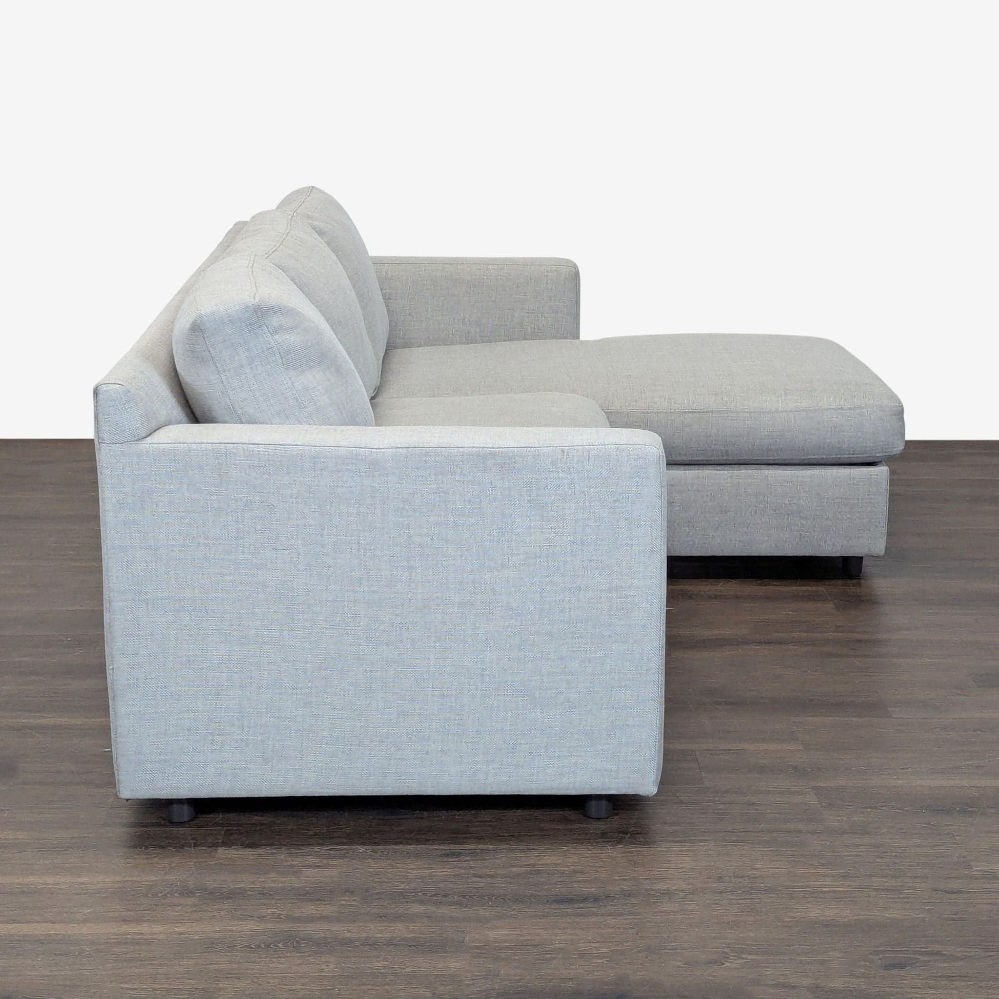 Crate and Barrel Gray Sectional Sofa with Storage Chaise - Thumbnail 3