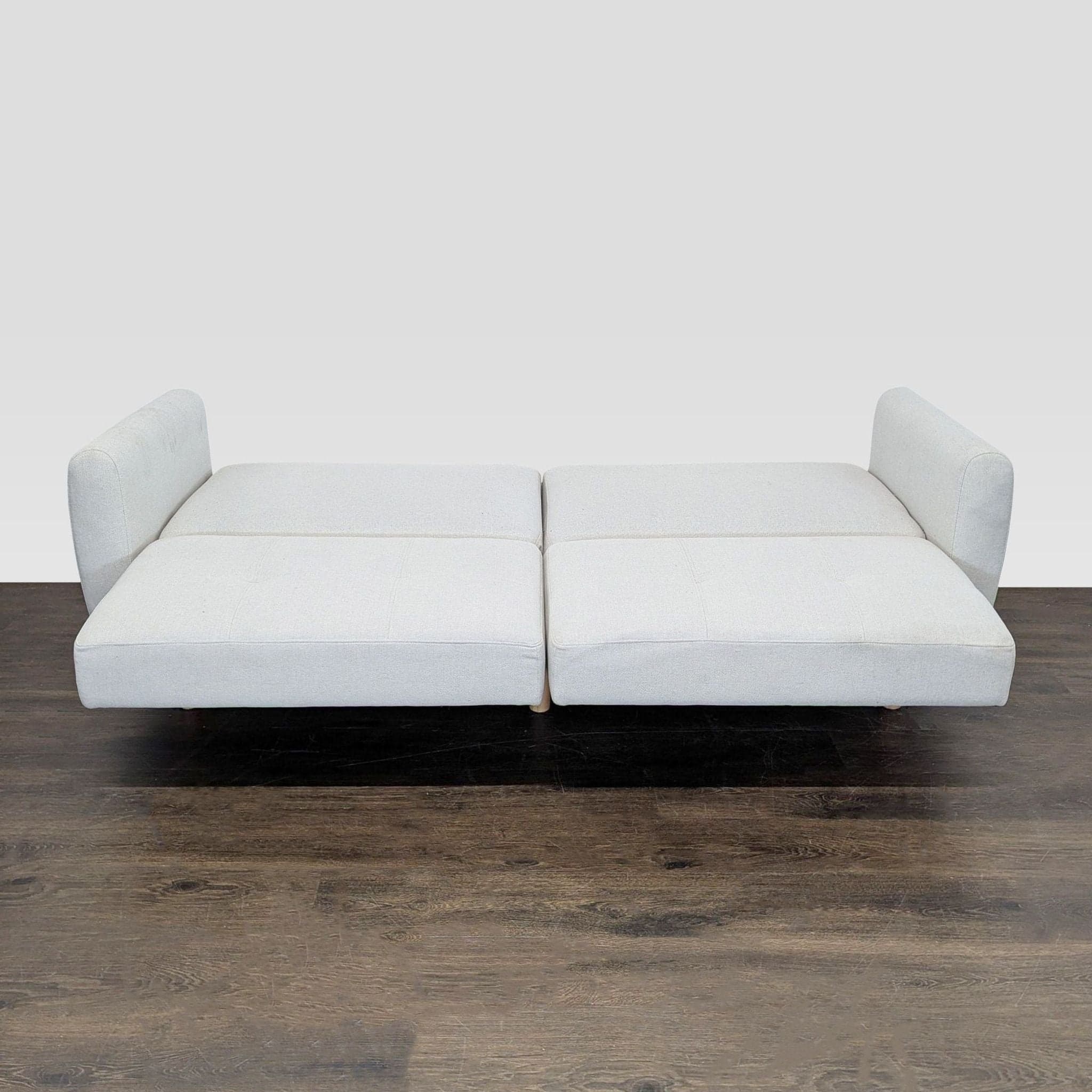 Modern 3-Seat Sofa with Light Wood Base and Cream Upholstery - Thumbnail 2