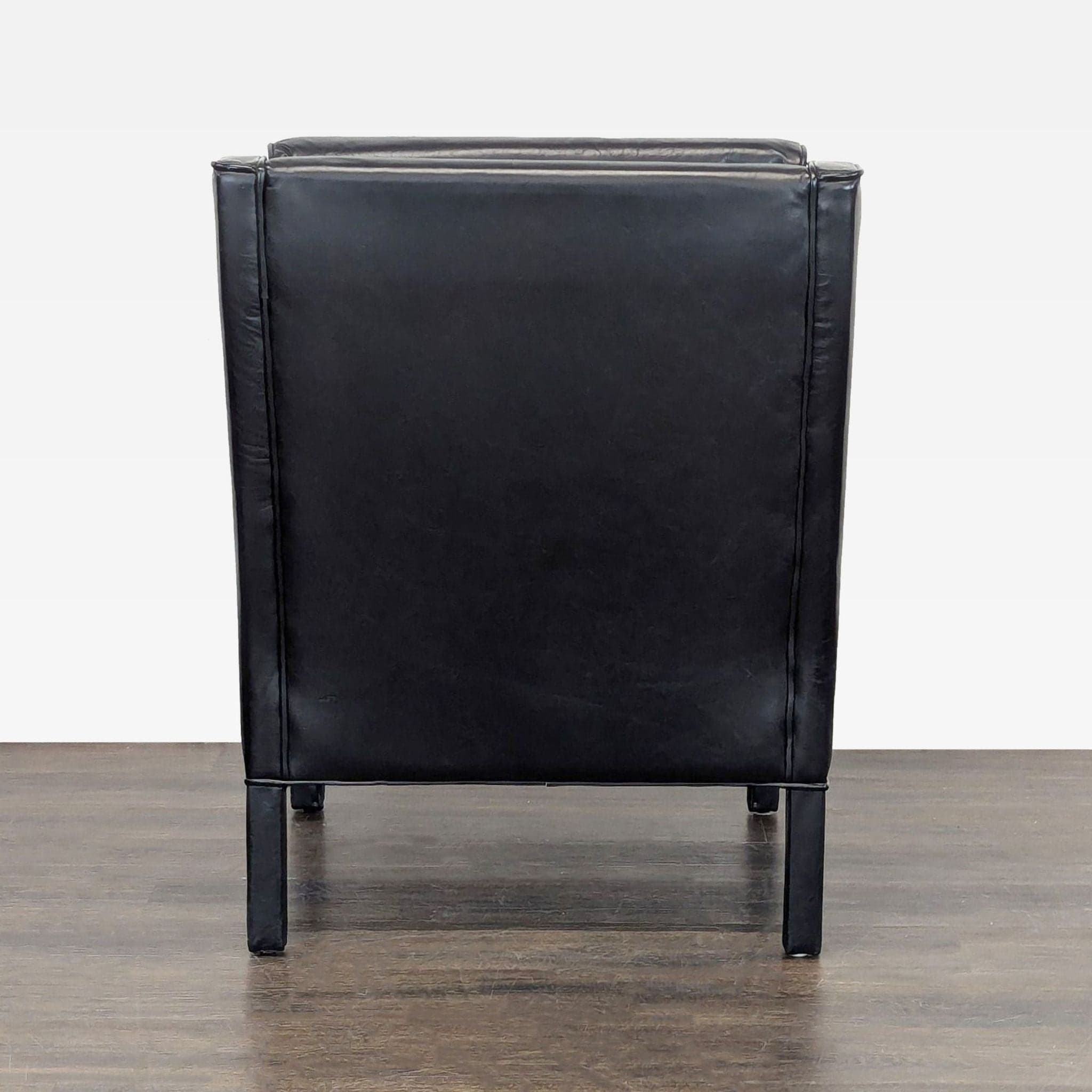 Restoration Hardware Madsen Black Leather Lounge Chair - Thumbnail 4