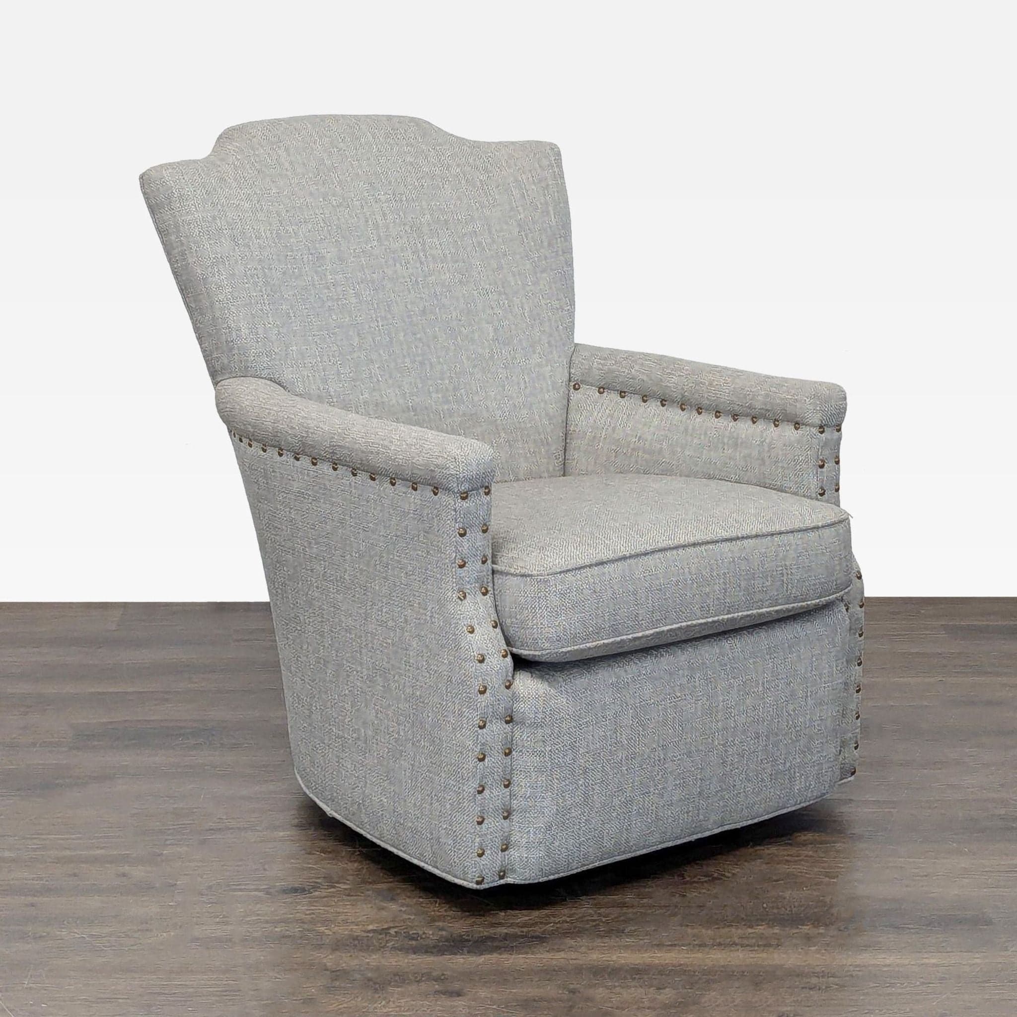 CR Laine Furniture Lounge Swivel Chair with Nailhead Trim - Thumbnail 2