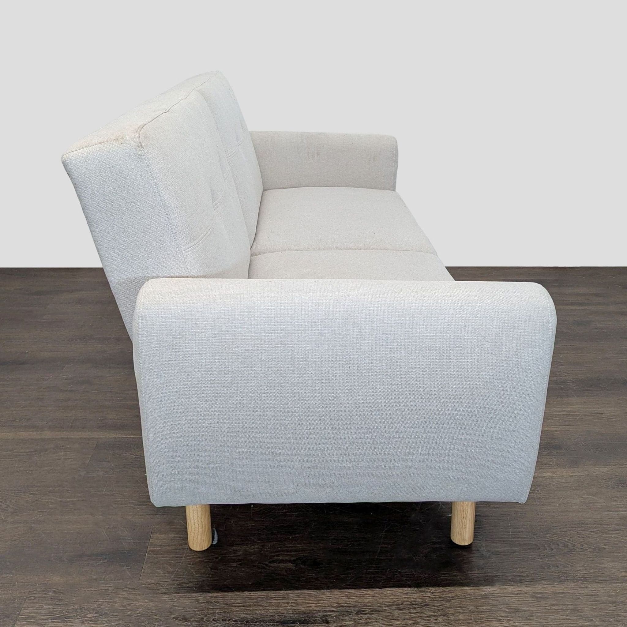 Modern 3-Seat Sofa with Light Wood Base and Cream Upholstery - Thumbnail 9