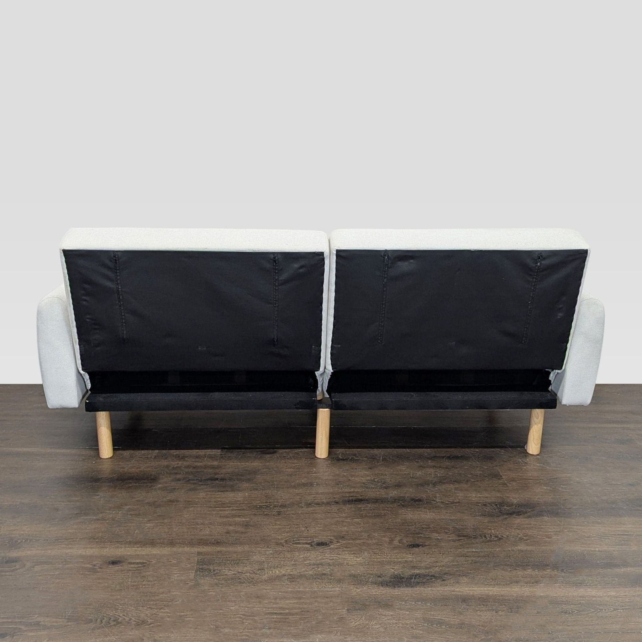 Modern 3-Seat Sofa with Light Wood Base and Cream Upholstery - Thumbnail 8