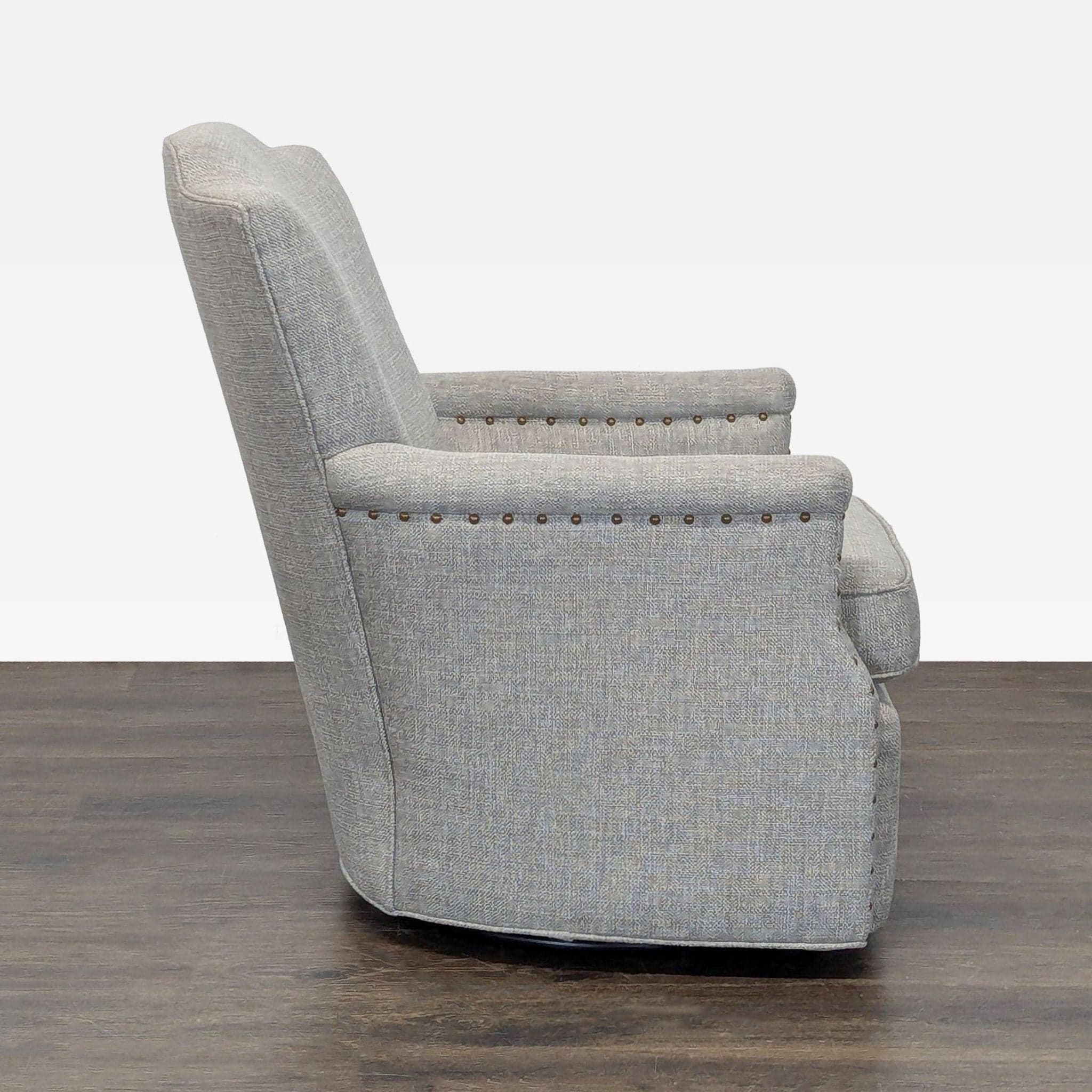 CR Laine Furniture Lounge Swivel Chair with Nailhead Trim - Thumbnail 4