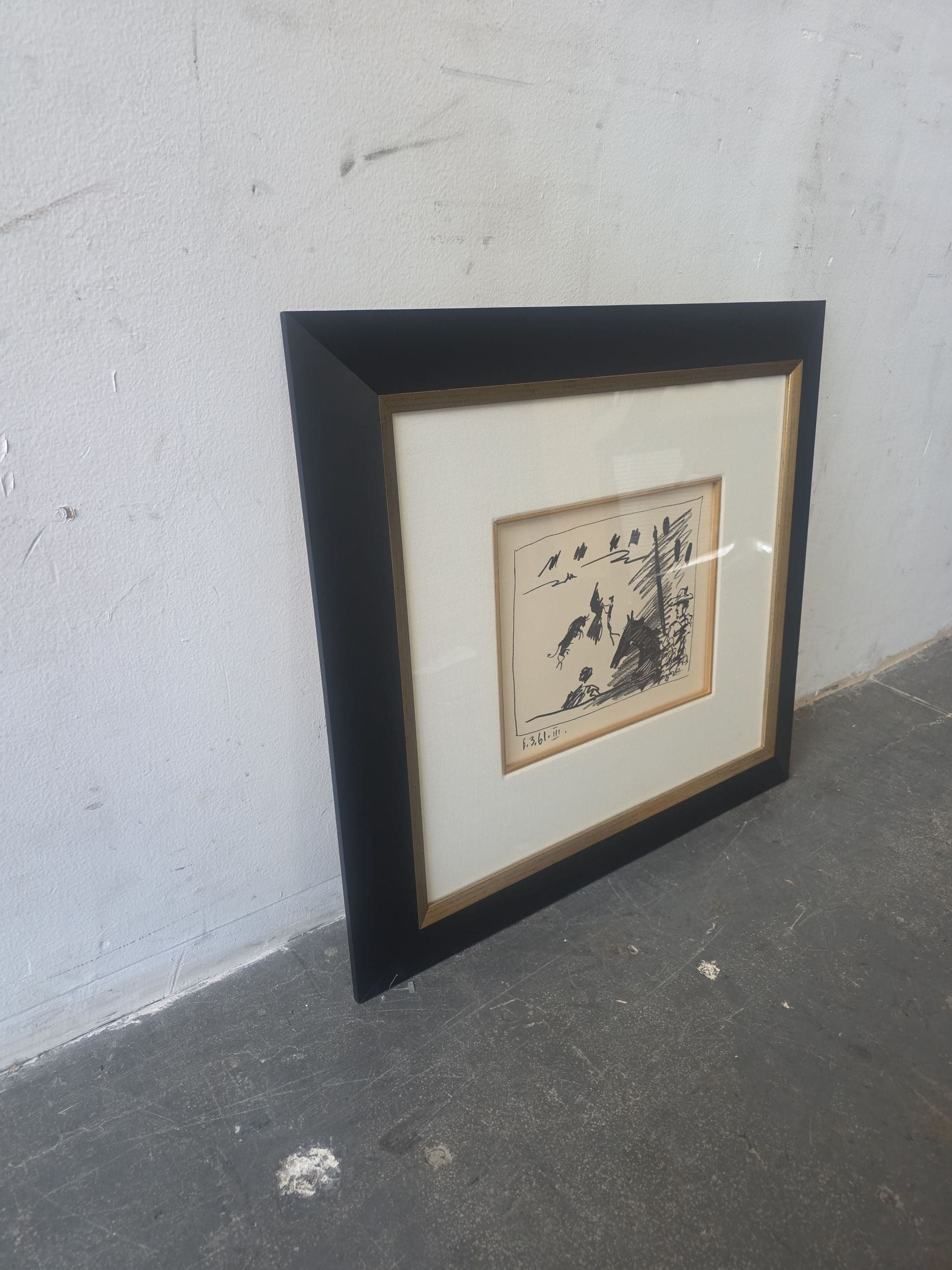 Pablo Picasso Framed Litograph " A Los Toros , Jeu De La Cape 1961" - Thumbnail 2