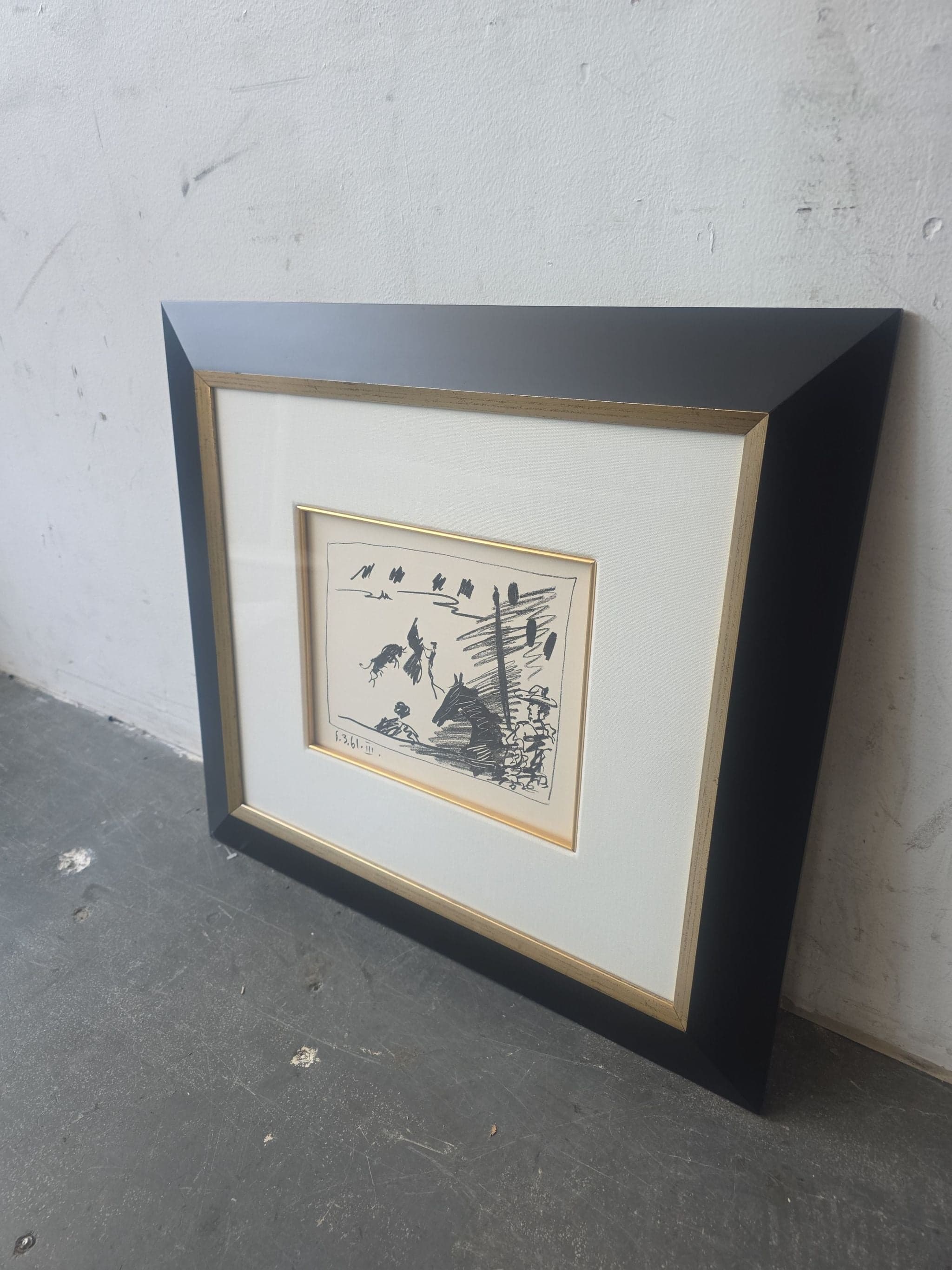 Pablo Picasso Framed Litograph " A Los Toros , Jeu De La Cape 1961" - Thumbnail 4