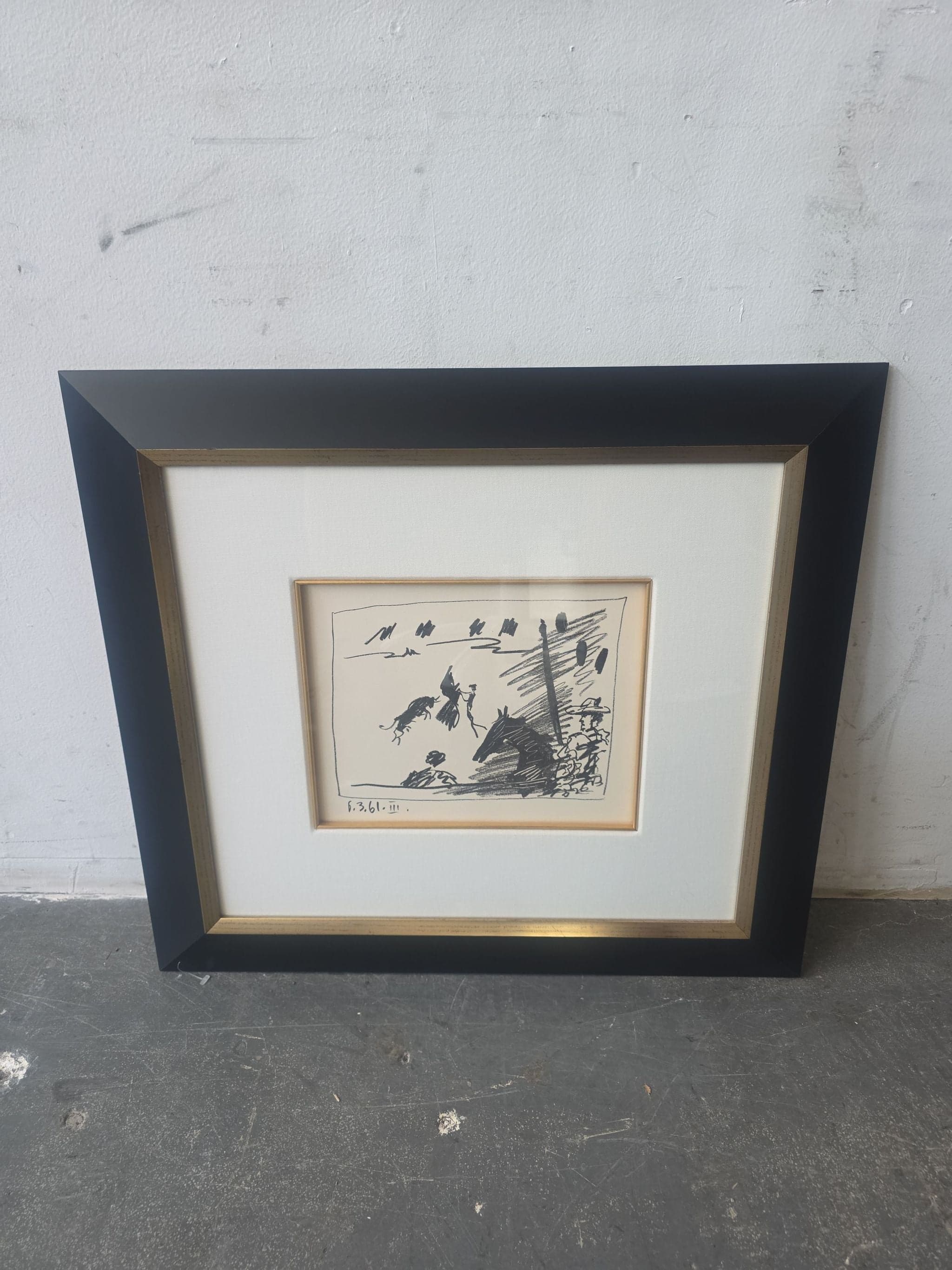 Pablo Picasso Framed Litograph " A Los Toros , Jeu De La Cape 1961" - Thumbnail 3