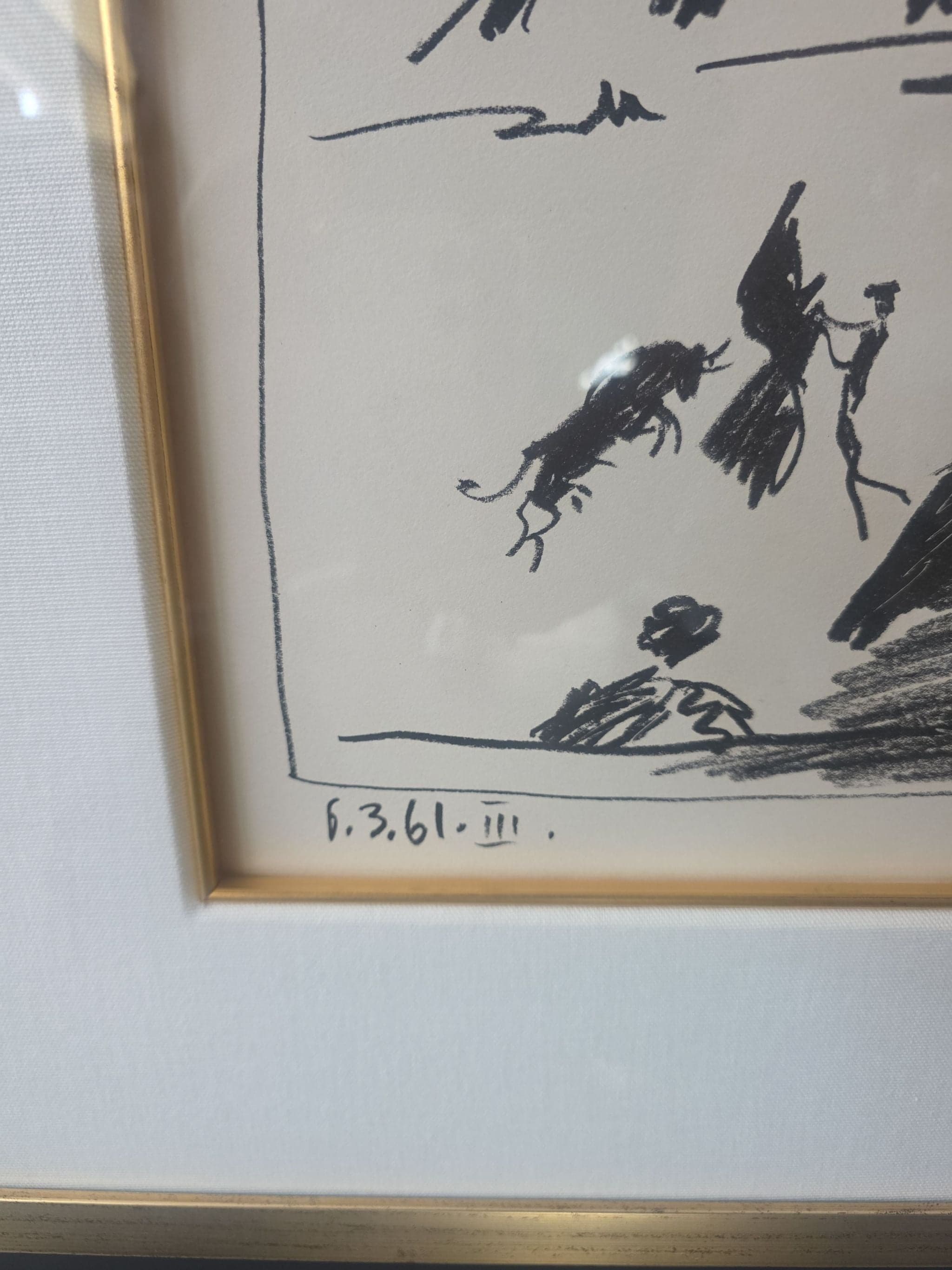 Pablo Picasso Framed Litograph " A Los Toros , Jeu De La Cape 1961" - Thumbnail 5
