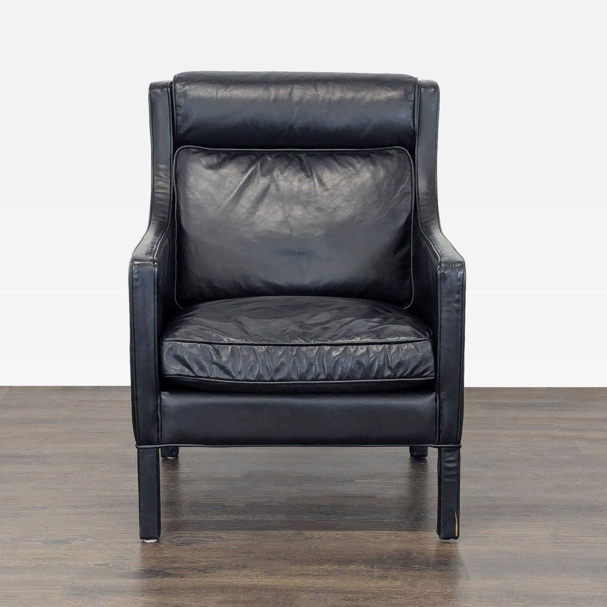 Restoration Hardware Madsen Black Leather Lounge Chair