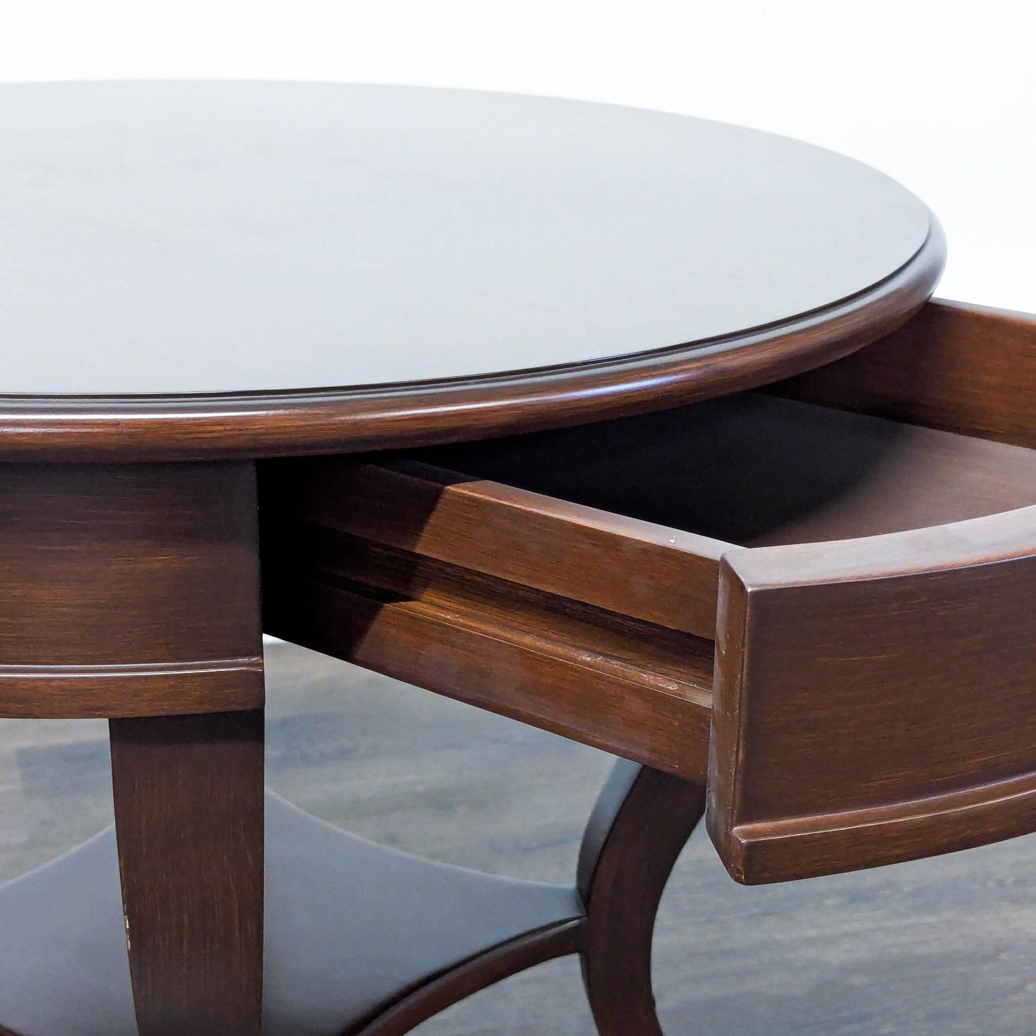 One Drawer Drum Table with Shelf - Thumbnail 7