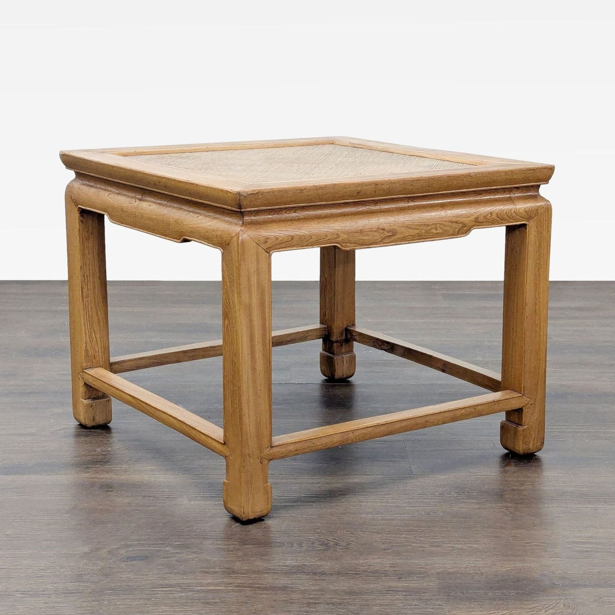 Ming Style Coffee Table with Woven Rattan Top