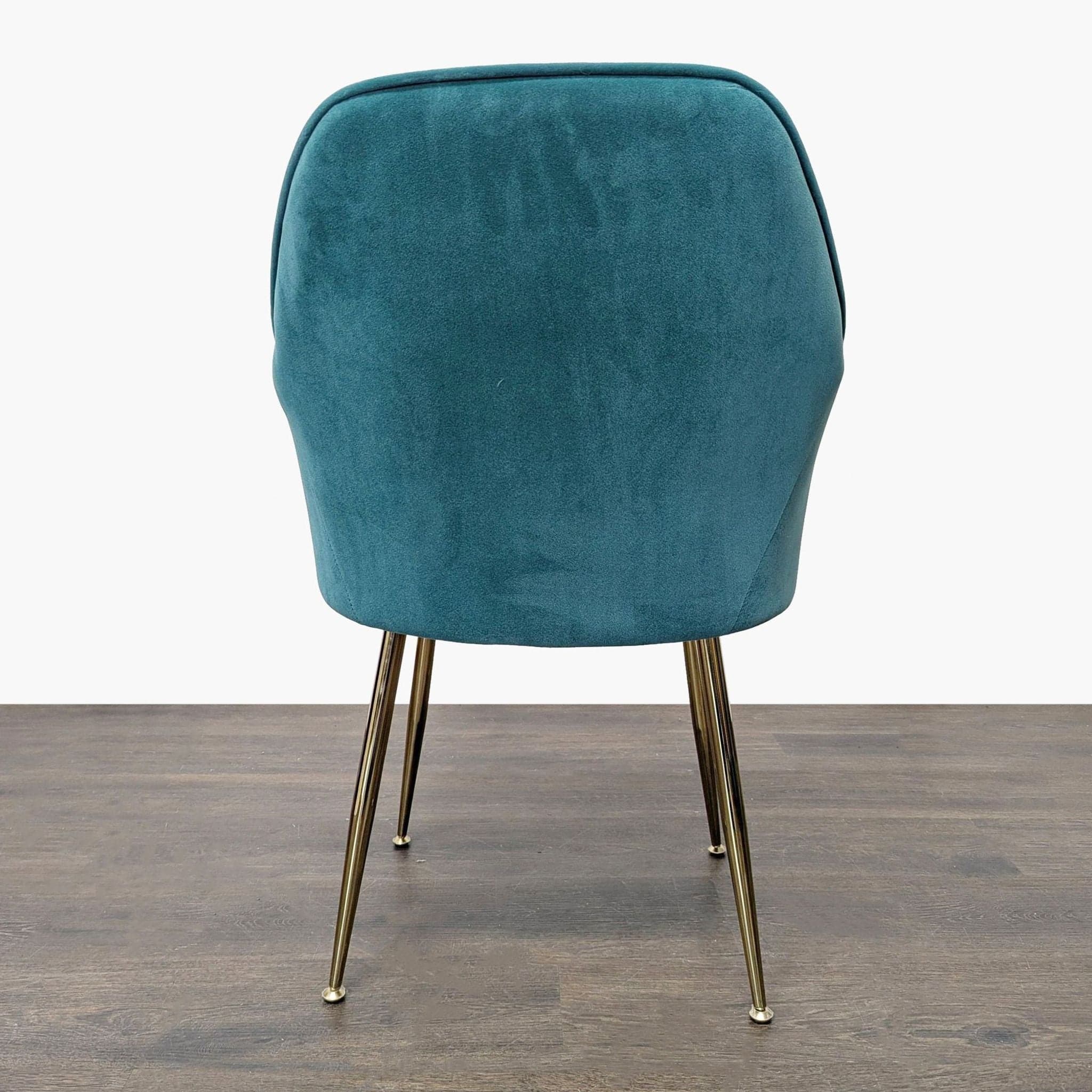 Modern Teal Velvet Lounge Chair with Gold Legs - Thumbnail 7