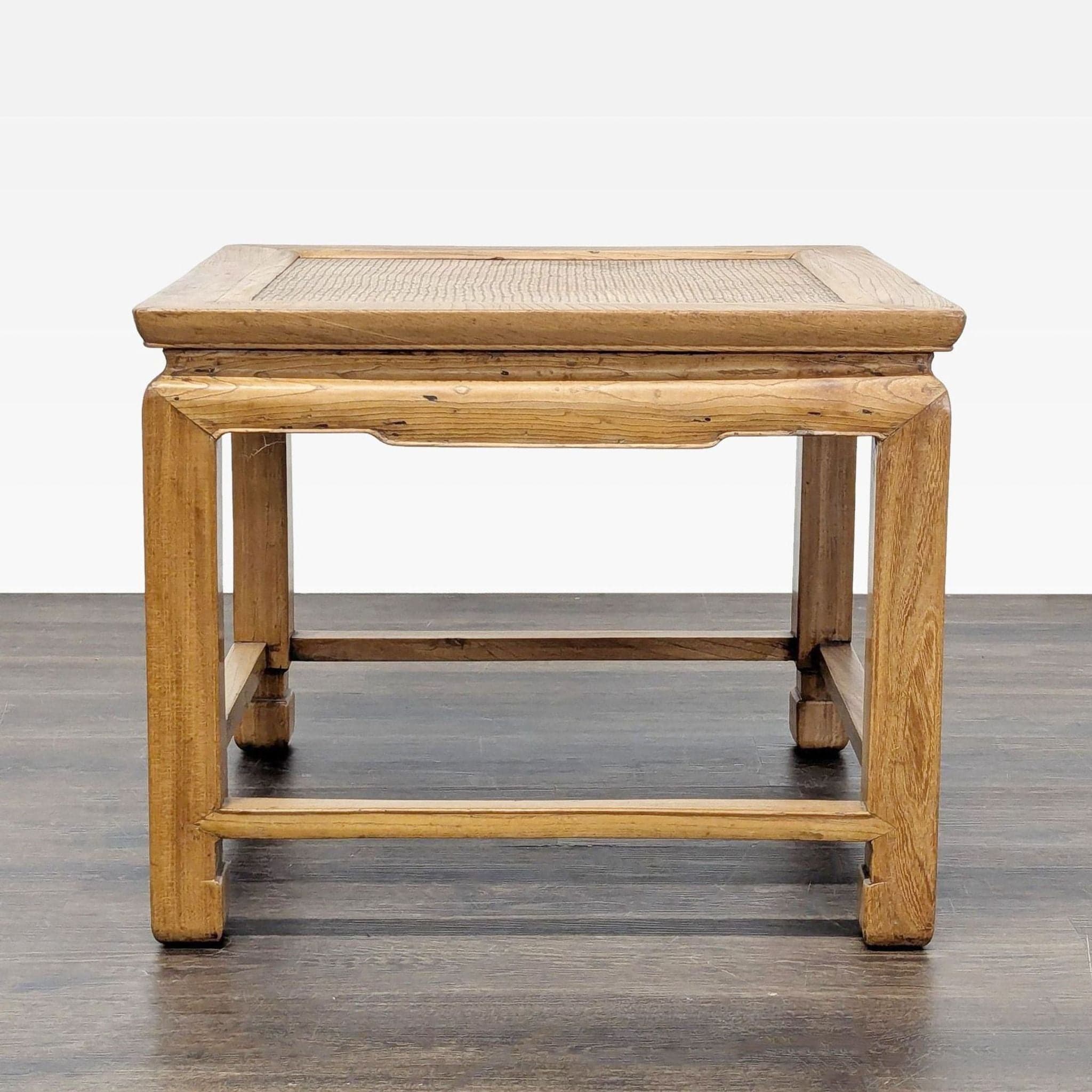Ming Style Coffee Table with Woven Rattan Top - Thumbnail 2