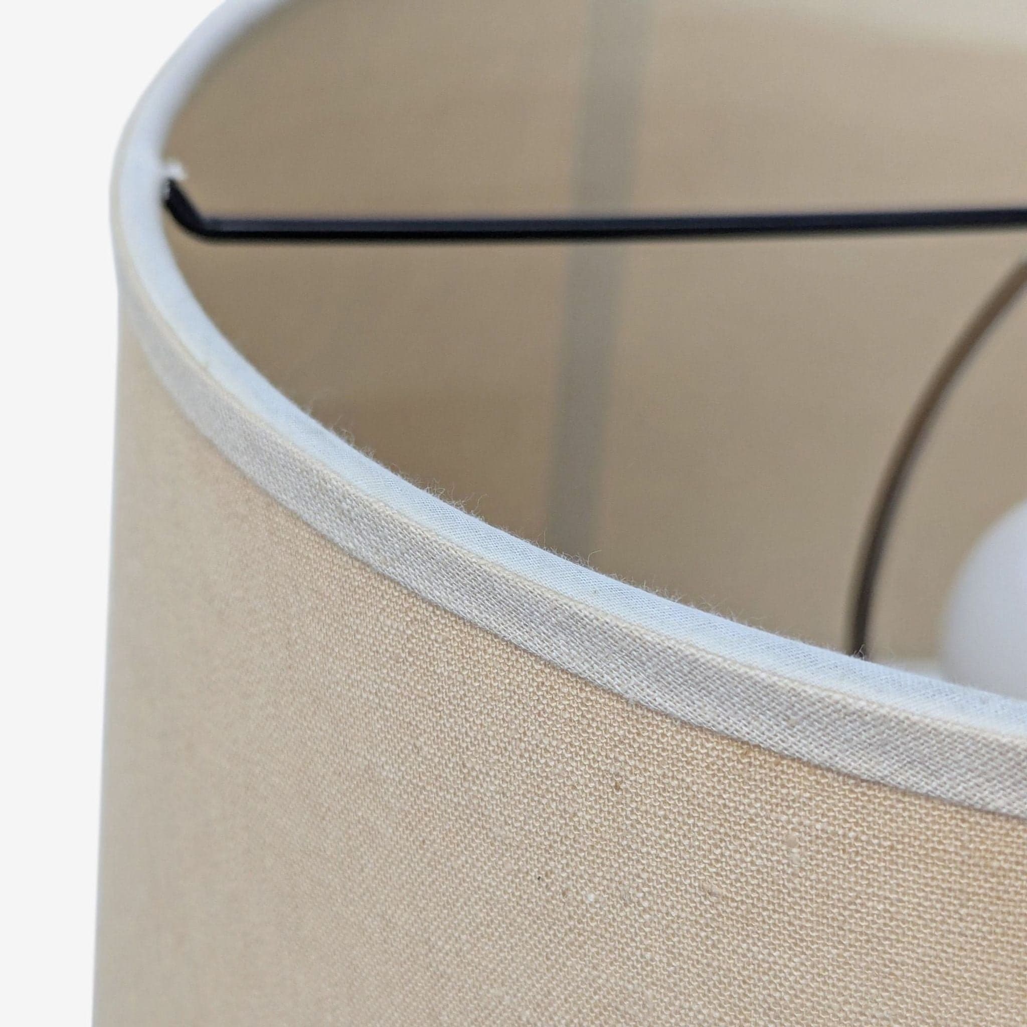 Ceramic Table Lamp with Beige Shade, Ribbed Texture, and Rustic Accents - Thumbnail 4
