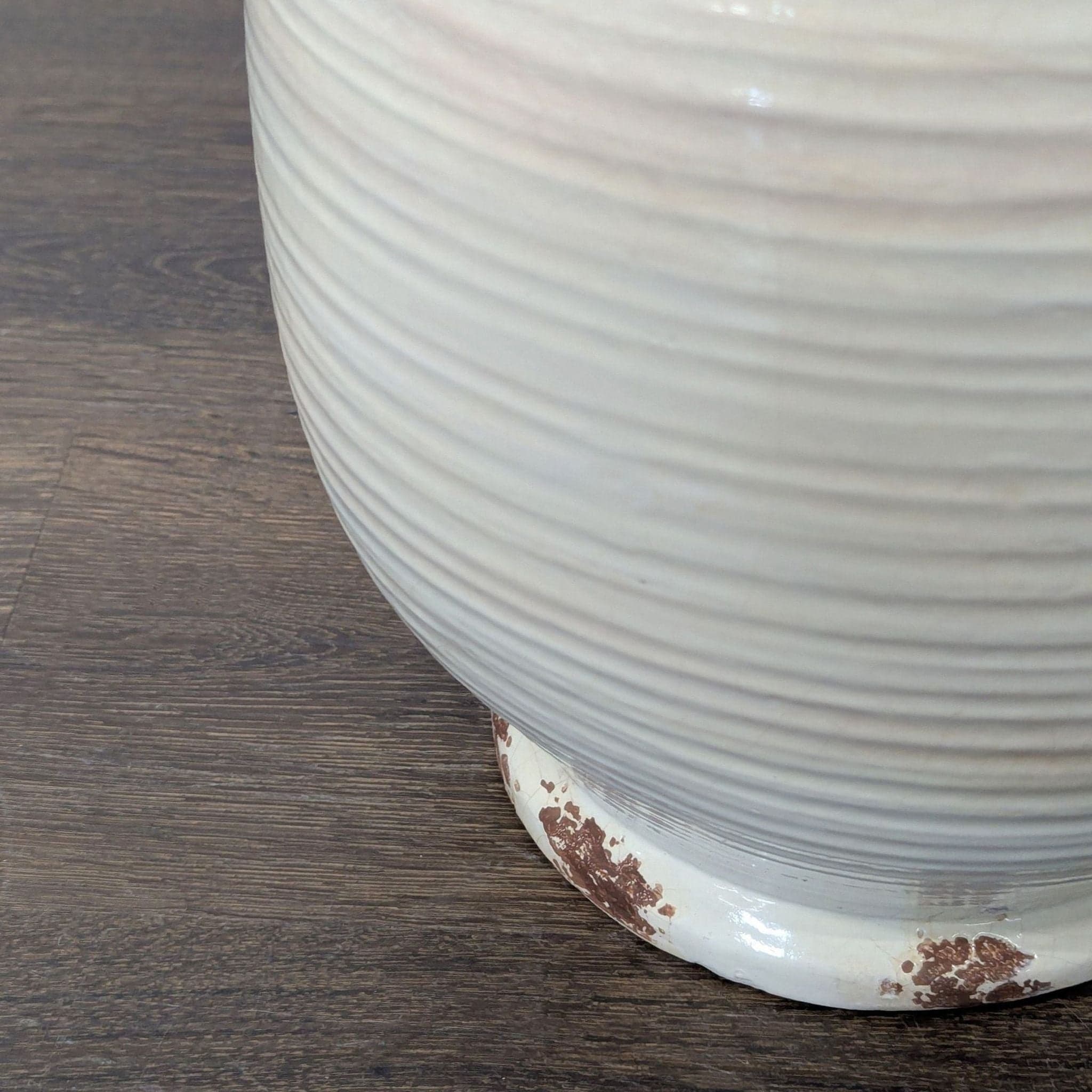 Ceramic Table Lamp with Beige Shade, Ribbed Texture, and Rustic Accents - Thumbnail 6