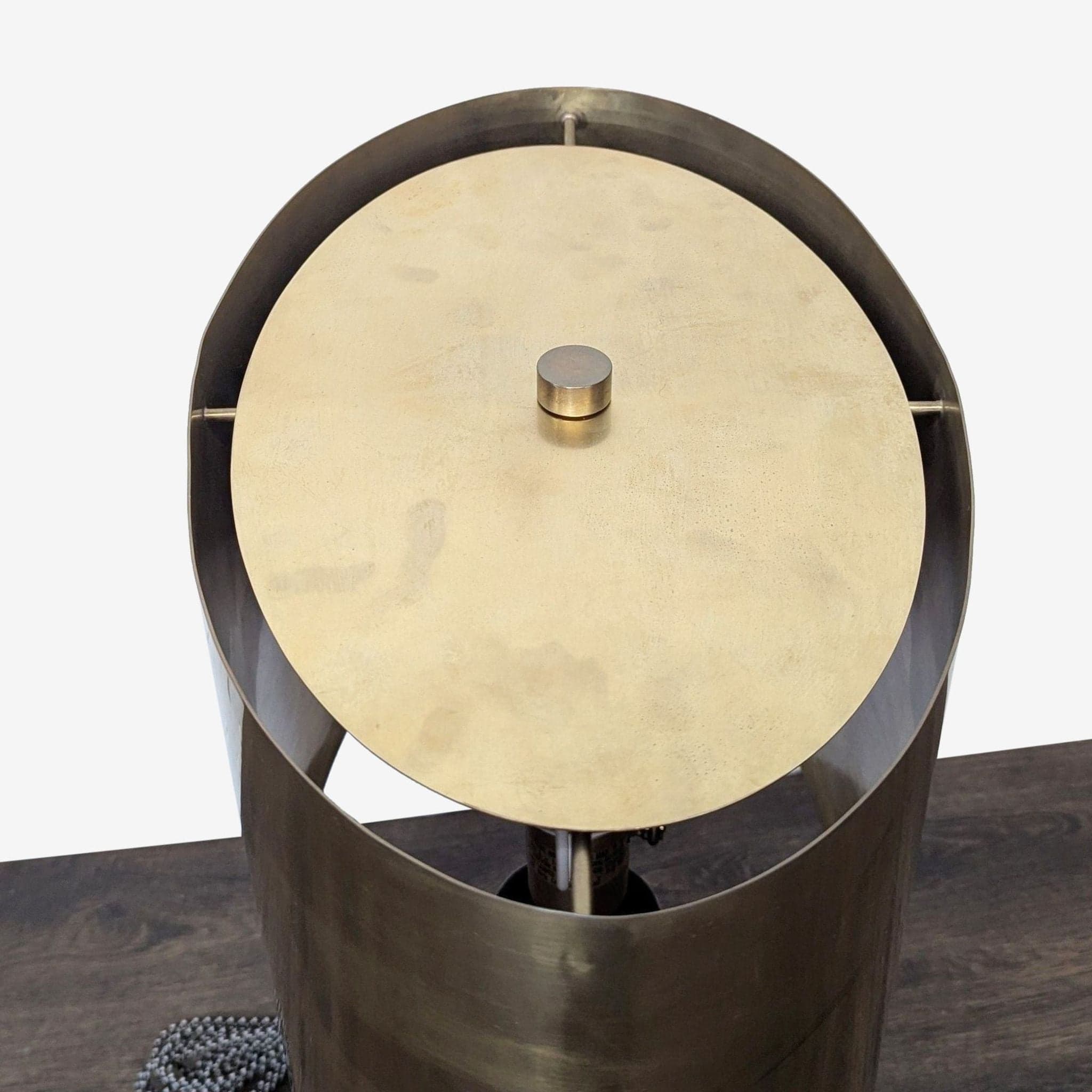 Visual Comfort Armato Modern Black Table Lamp with Brass Shade - Thumbnail 4