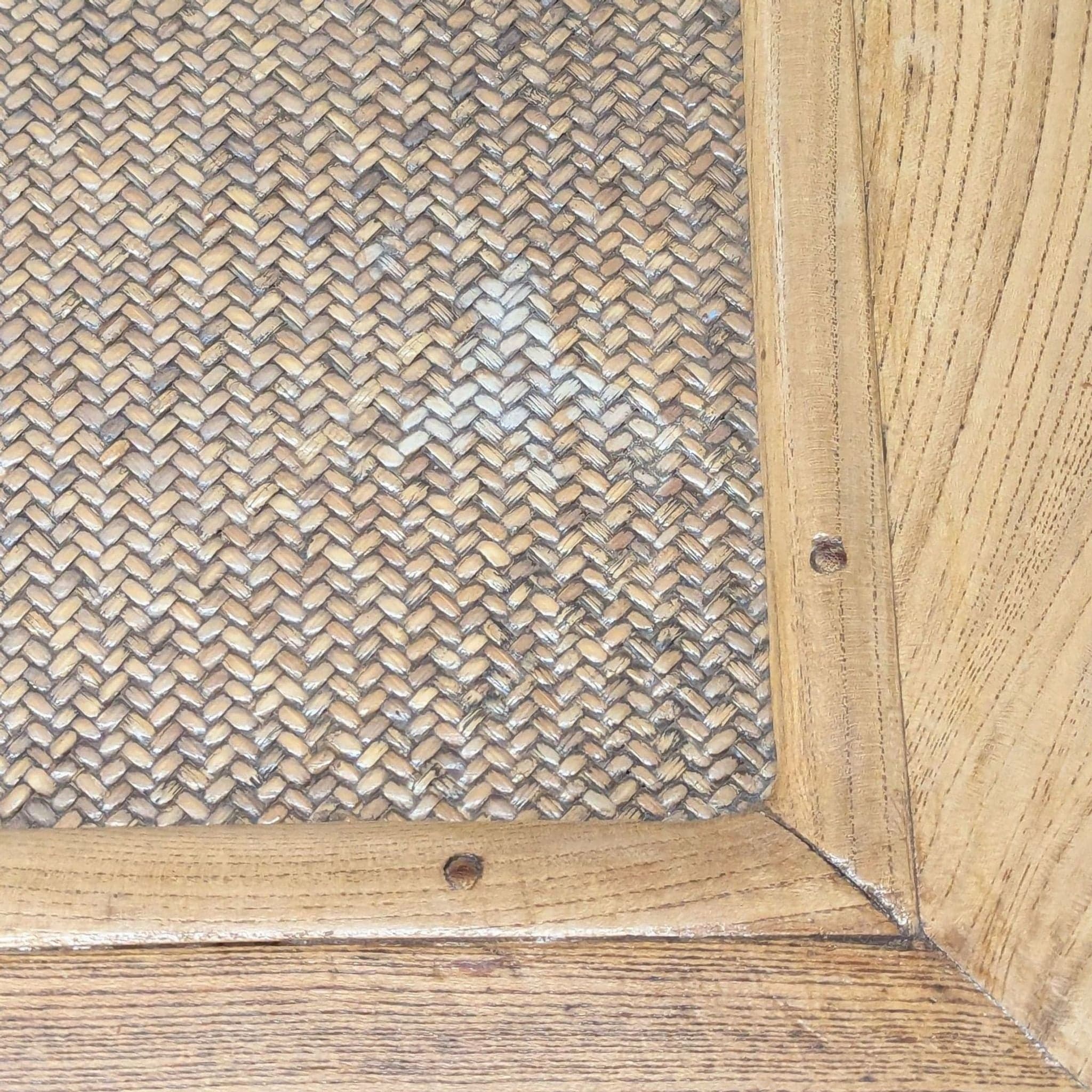 Ming Style Coffee Table with Woven Rattan Top - Thumbnail 4