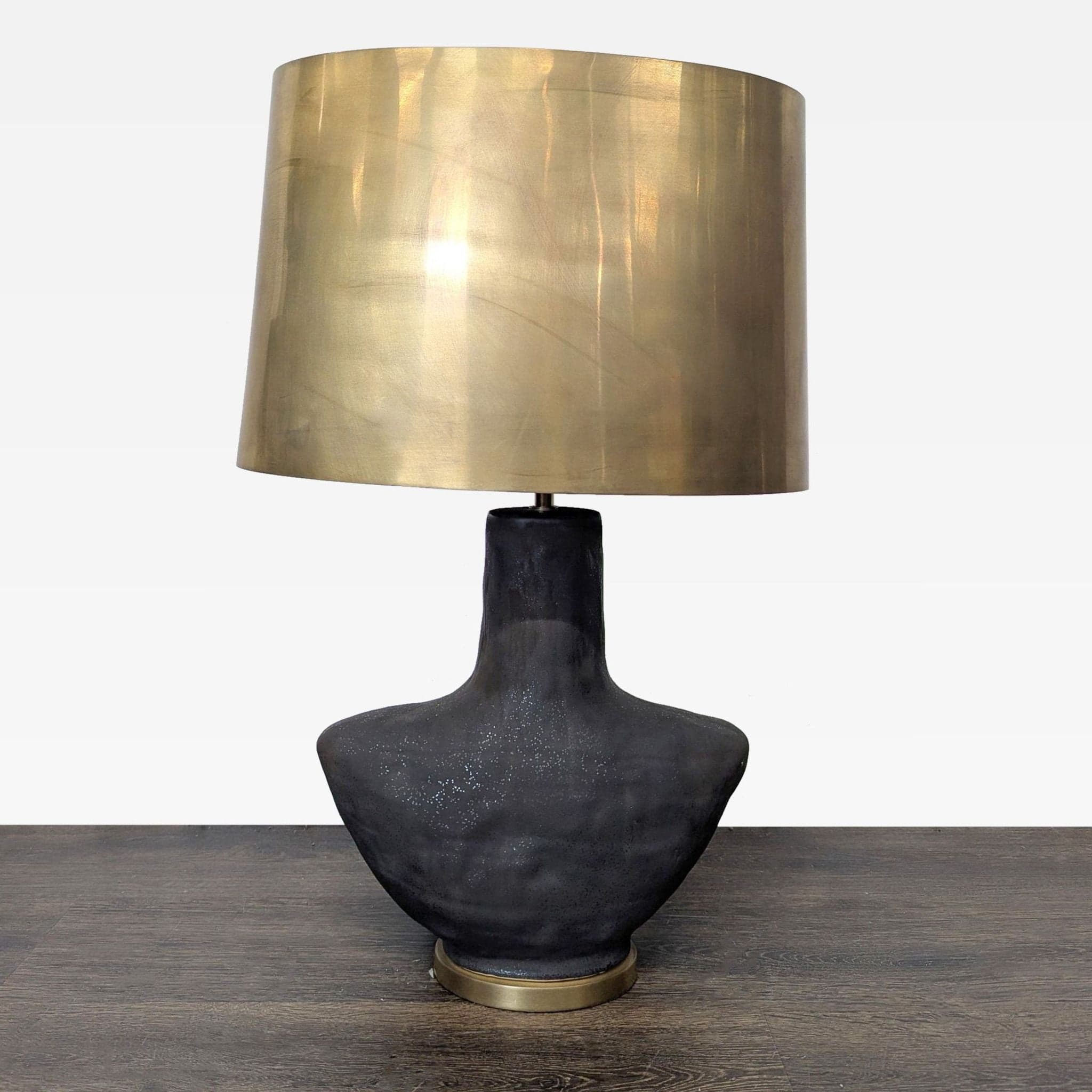 Visual Comfort Armato Modern Black Table Lamp with Brass Shade - Thumbnail 2