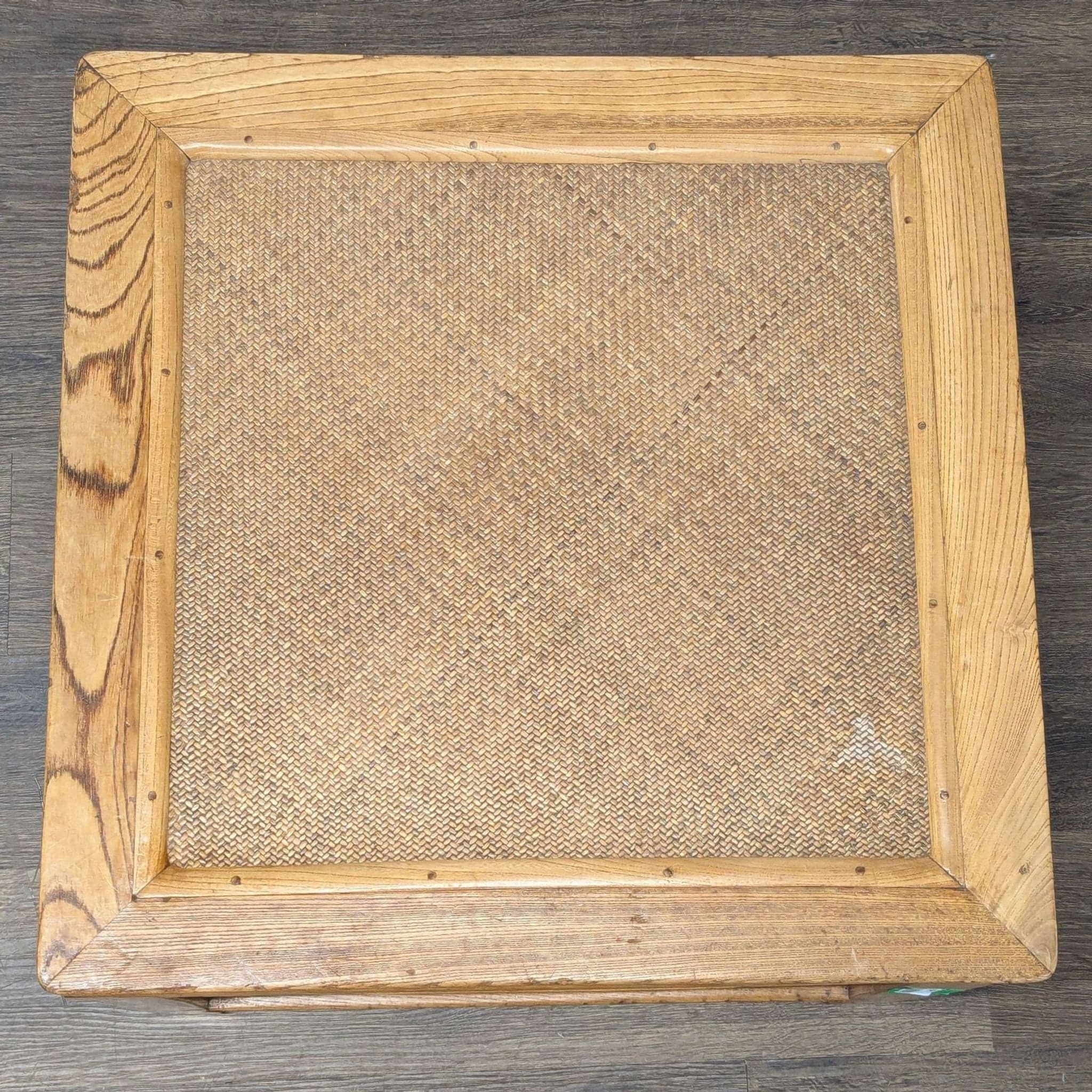 Ming Style Coffee Table with Woven Rattan Top - Thumbnail 3