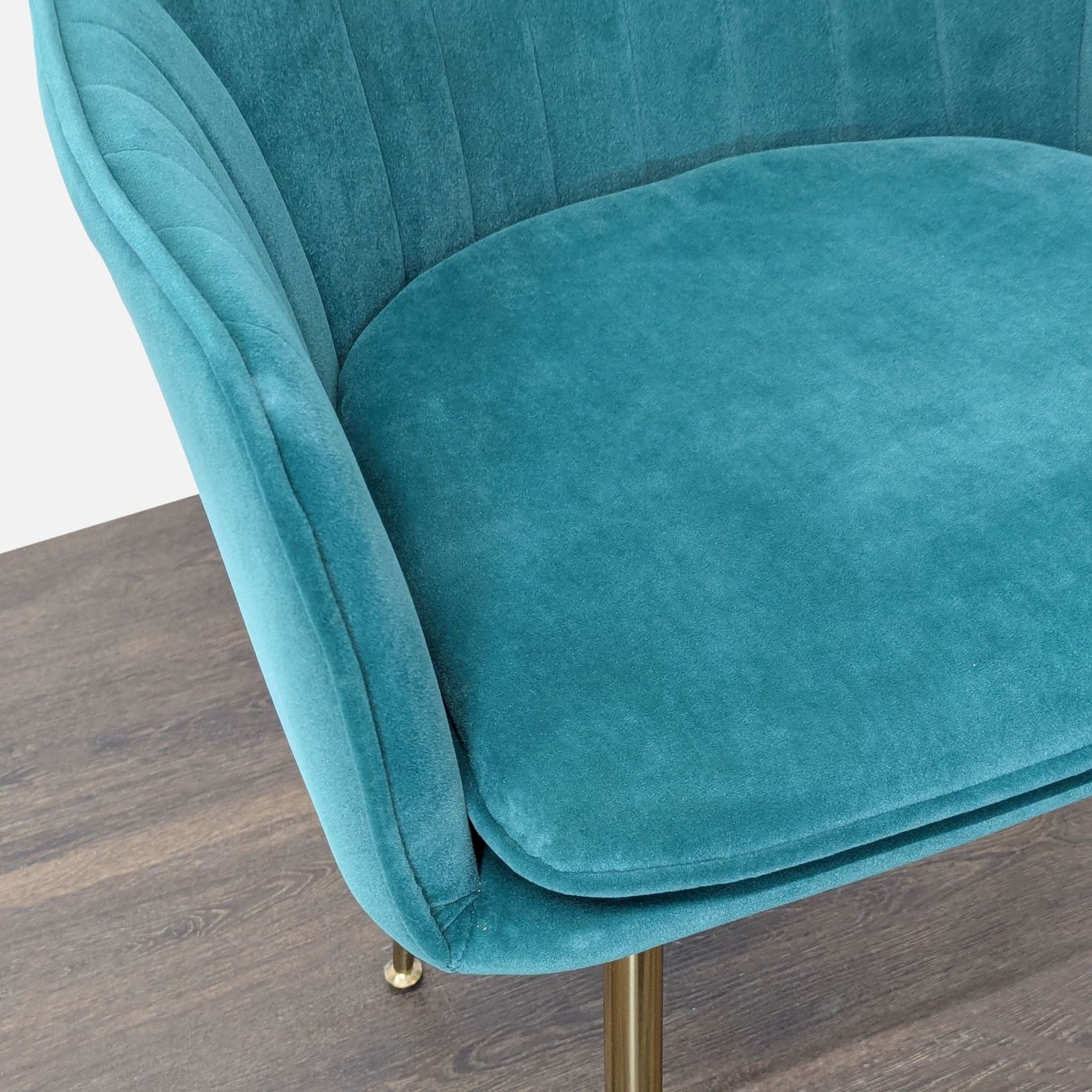 Modern Teal Velvet Lounge Chair with Gold Legs - Thumbnail 5