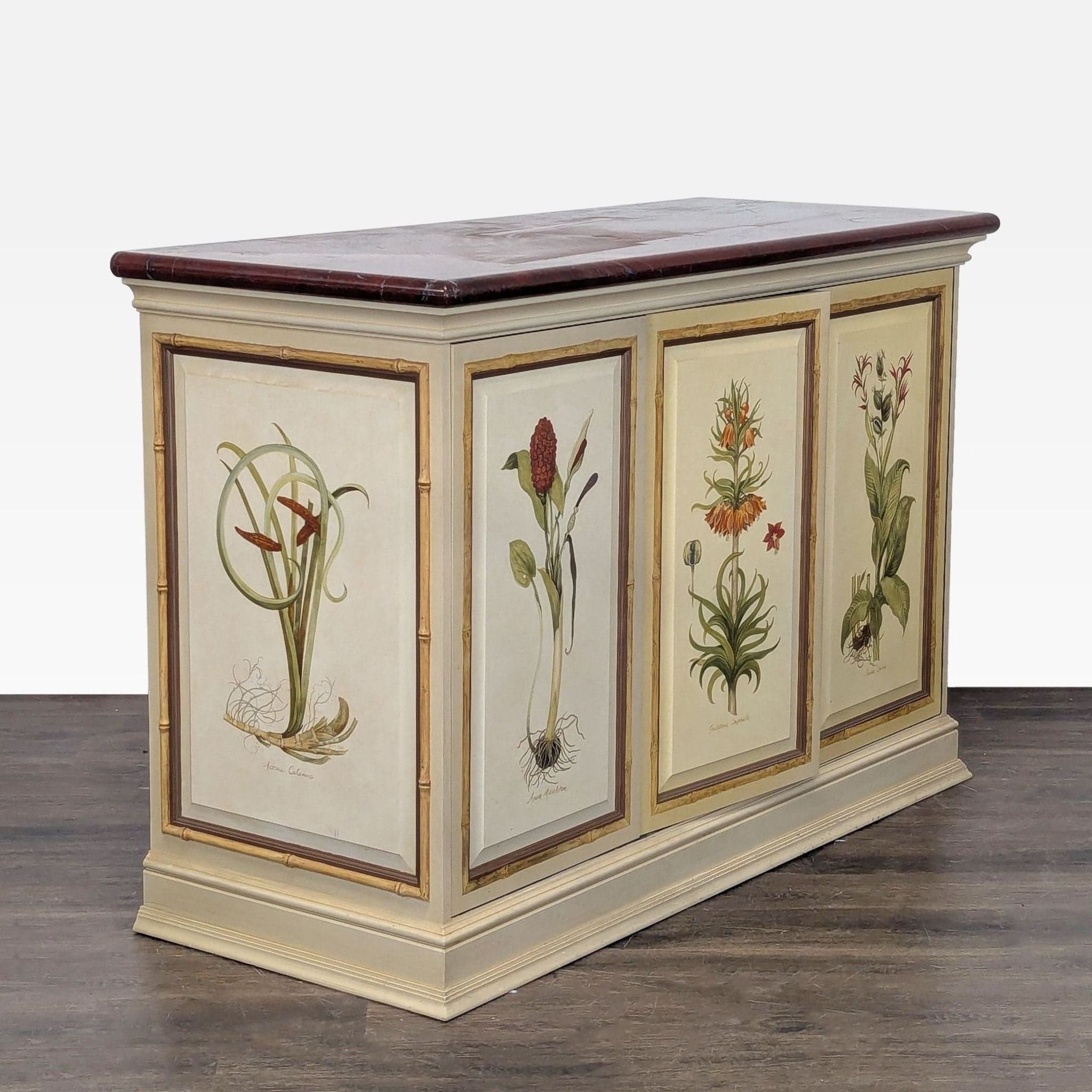 Botanical Hand Painted Media Cabinet - Thumbnail 7