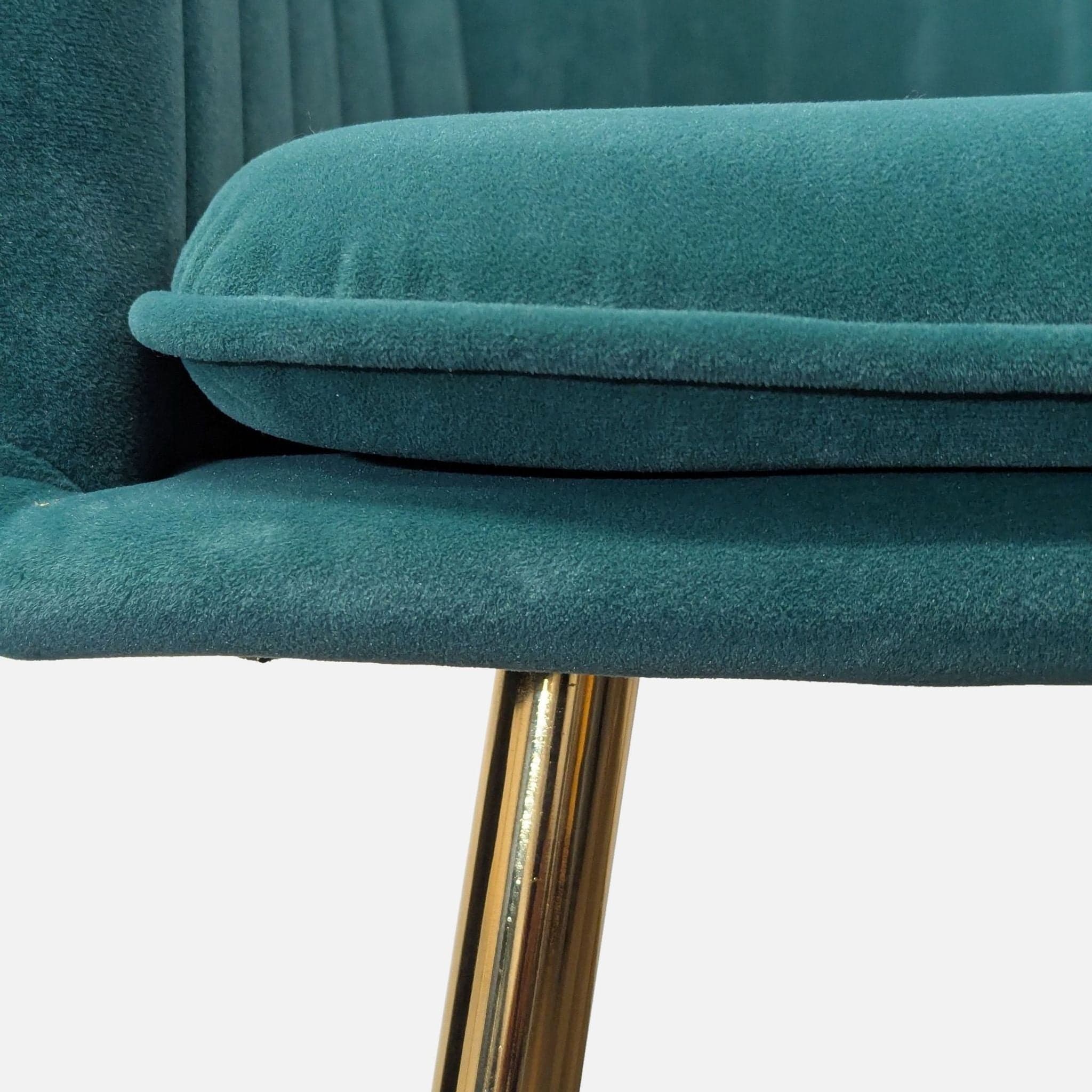 Modern Teal Velvet Lounge Chair with Gold Legs - Thumbnail 4