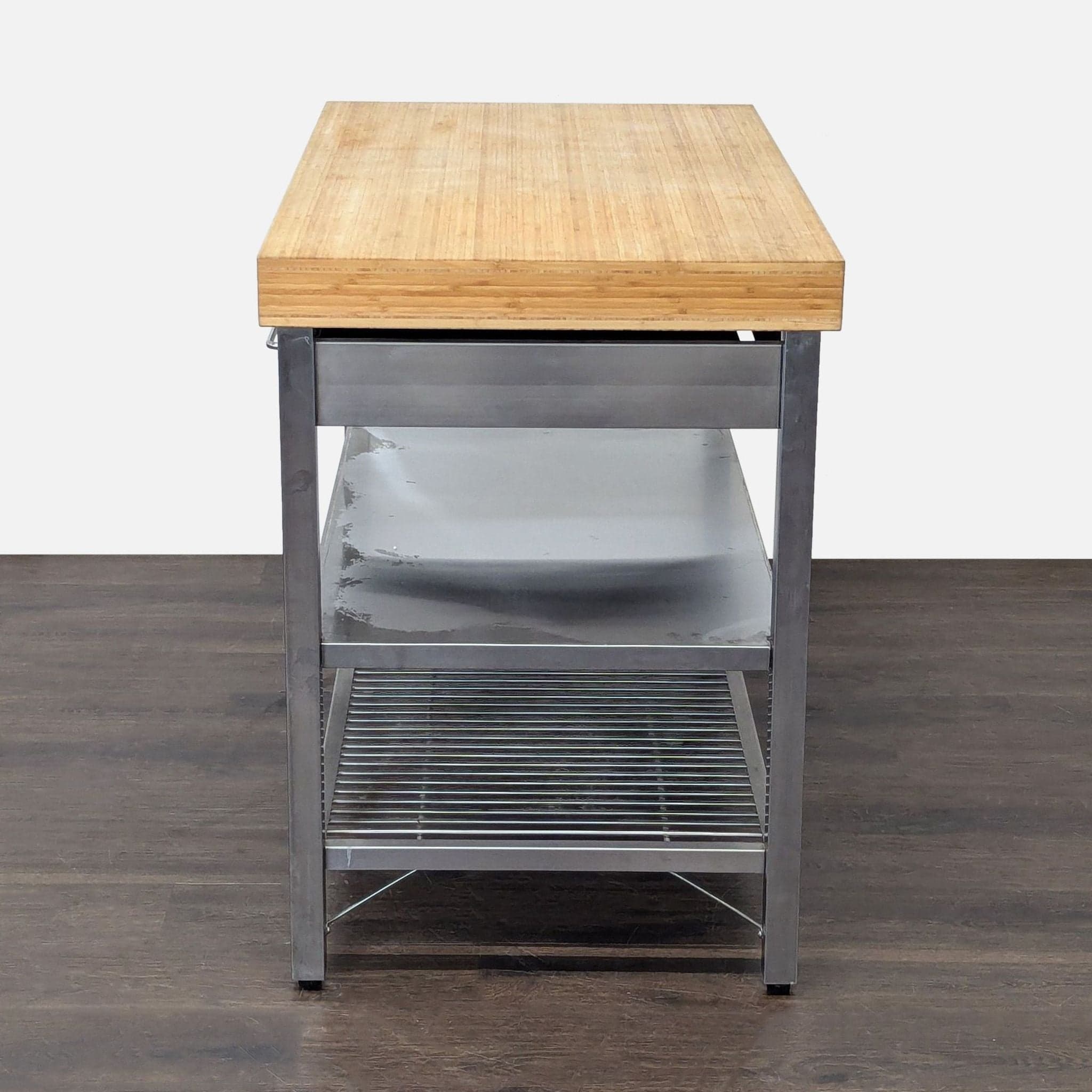 Ikea Stainless Steel Kitchen Island with Bamboo Top and Drawers - Thumbnail 8