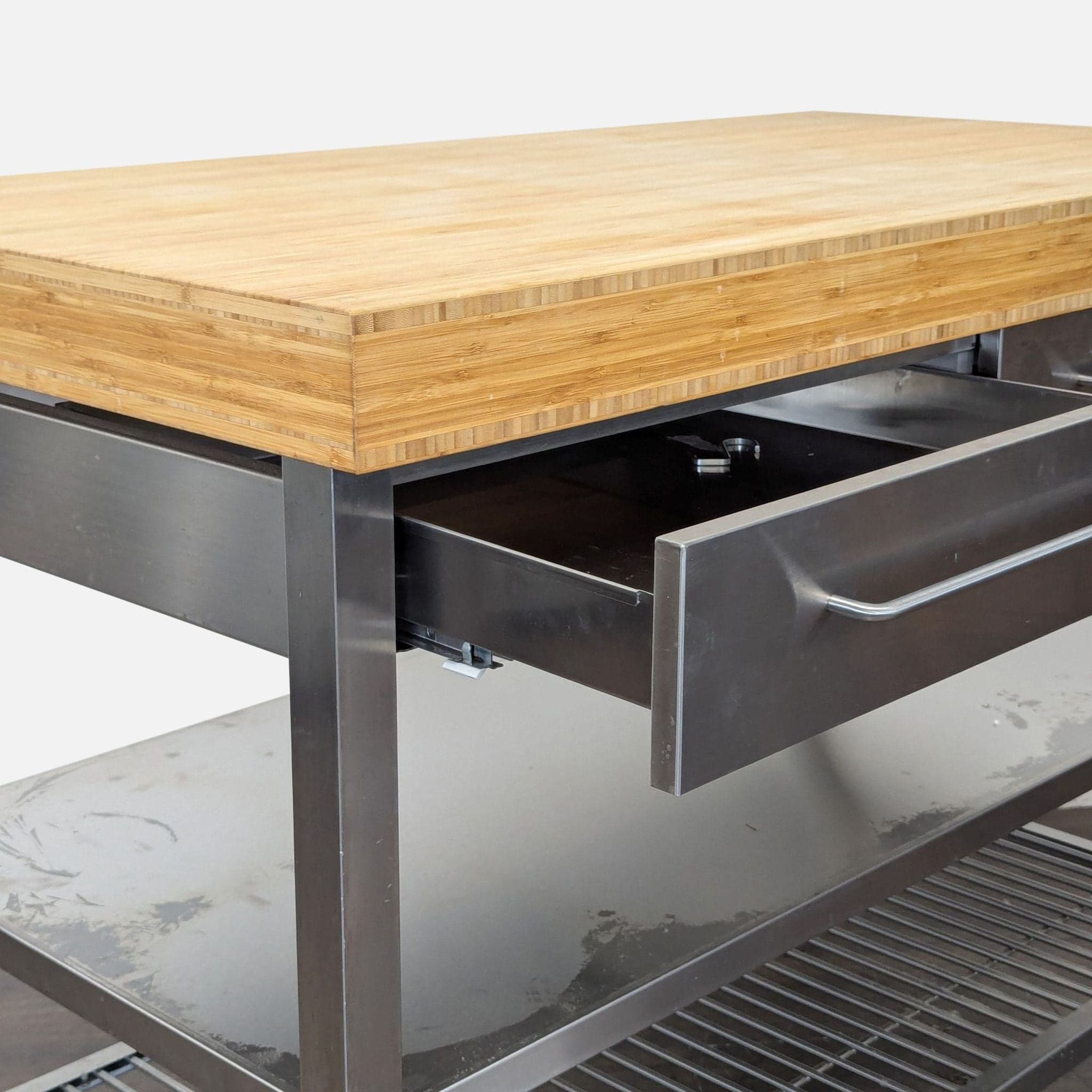 Ikea Stainless Steel Kitchen Island with Bamboo Top and Drawers - Thumbnail 5