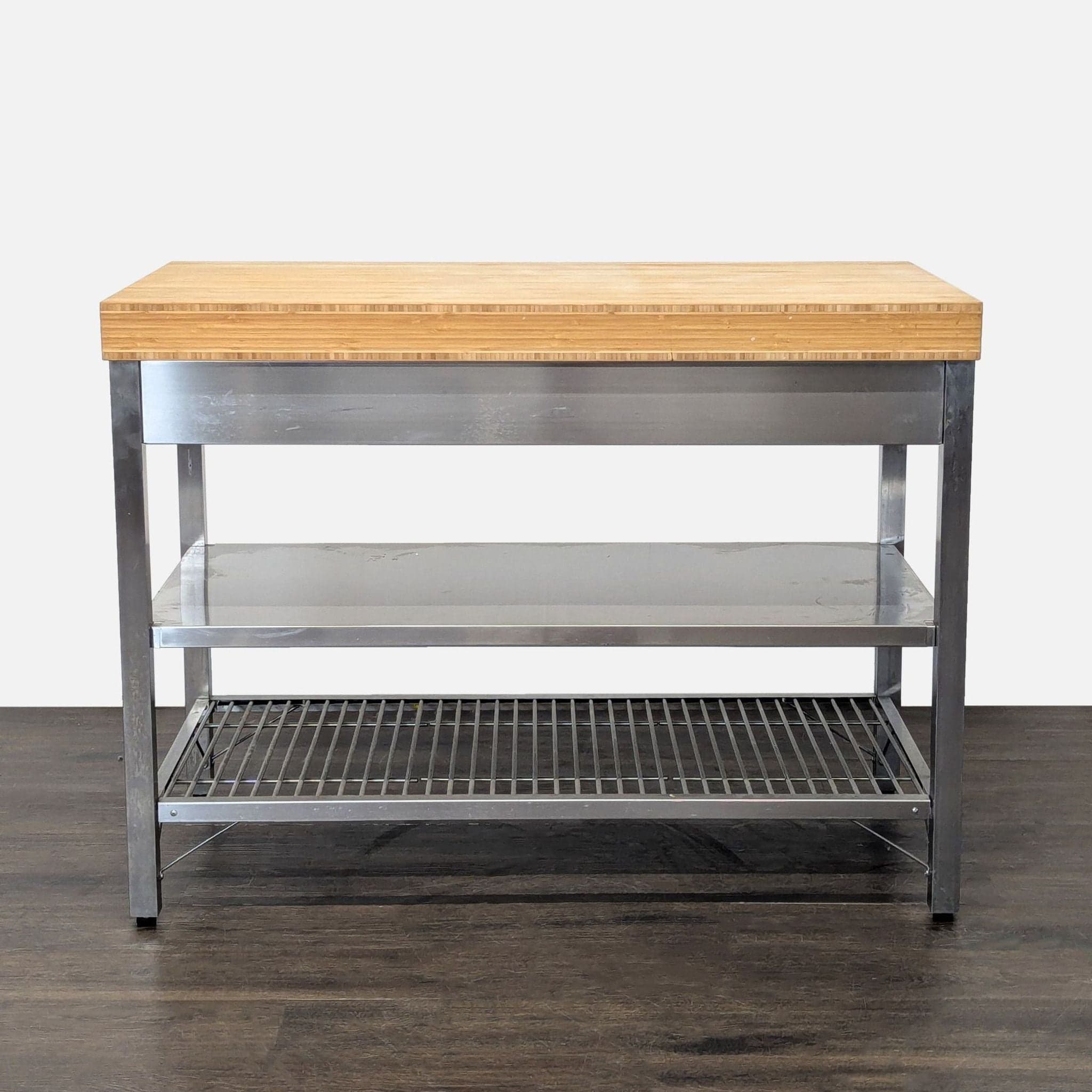 Ikea Stainless Steel Kitchen Island with Bamboo Top and Drawers - Thumbnail 7