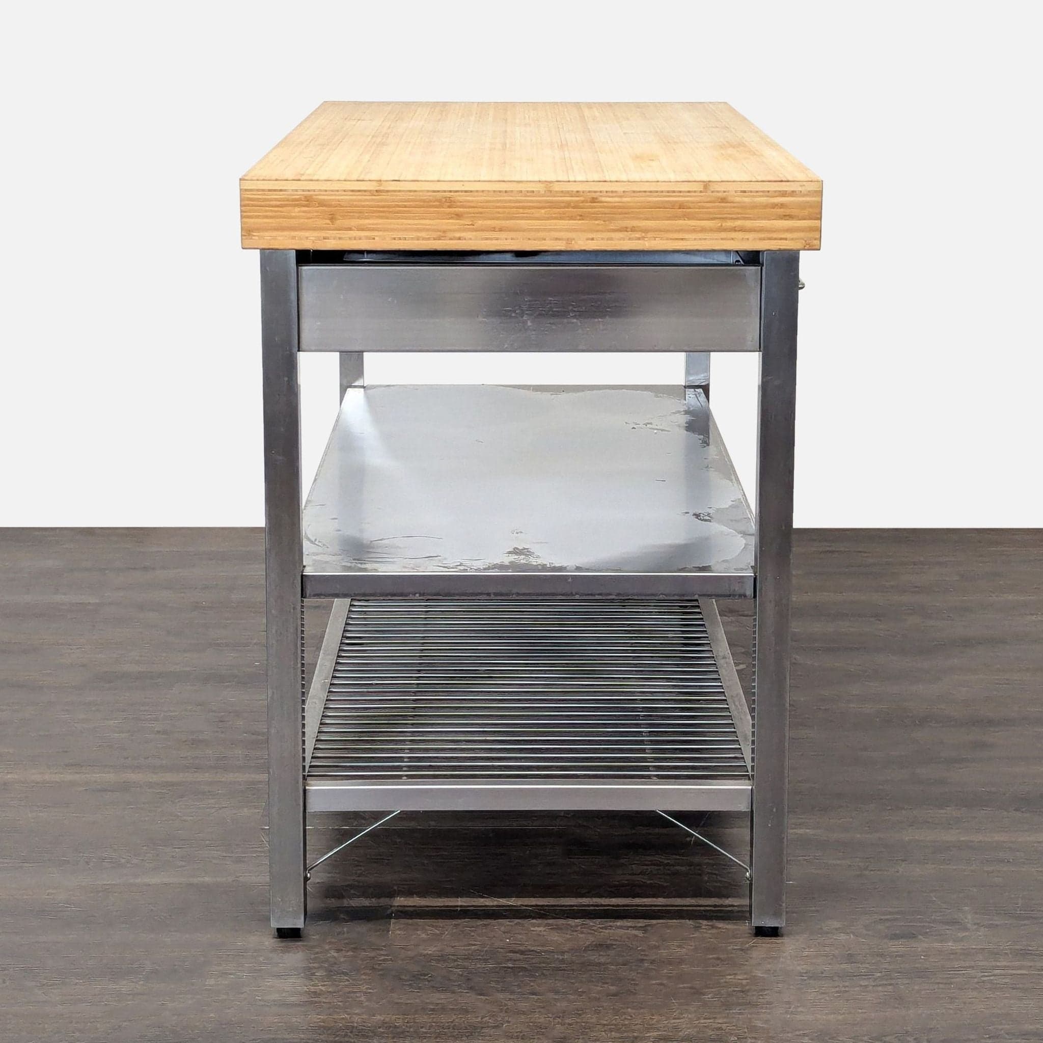 Ikea Stainless Steel Kitchen Island with Bamboo Top and Drawers - Thumbnail 6
