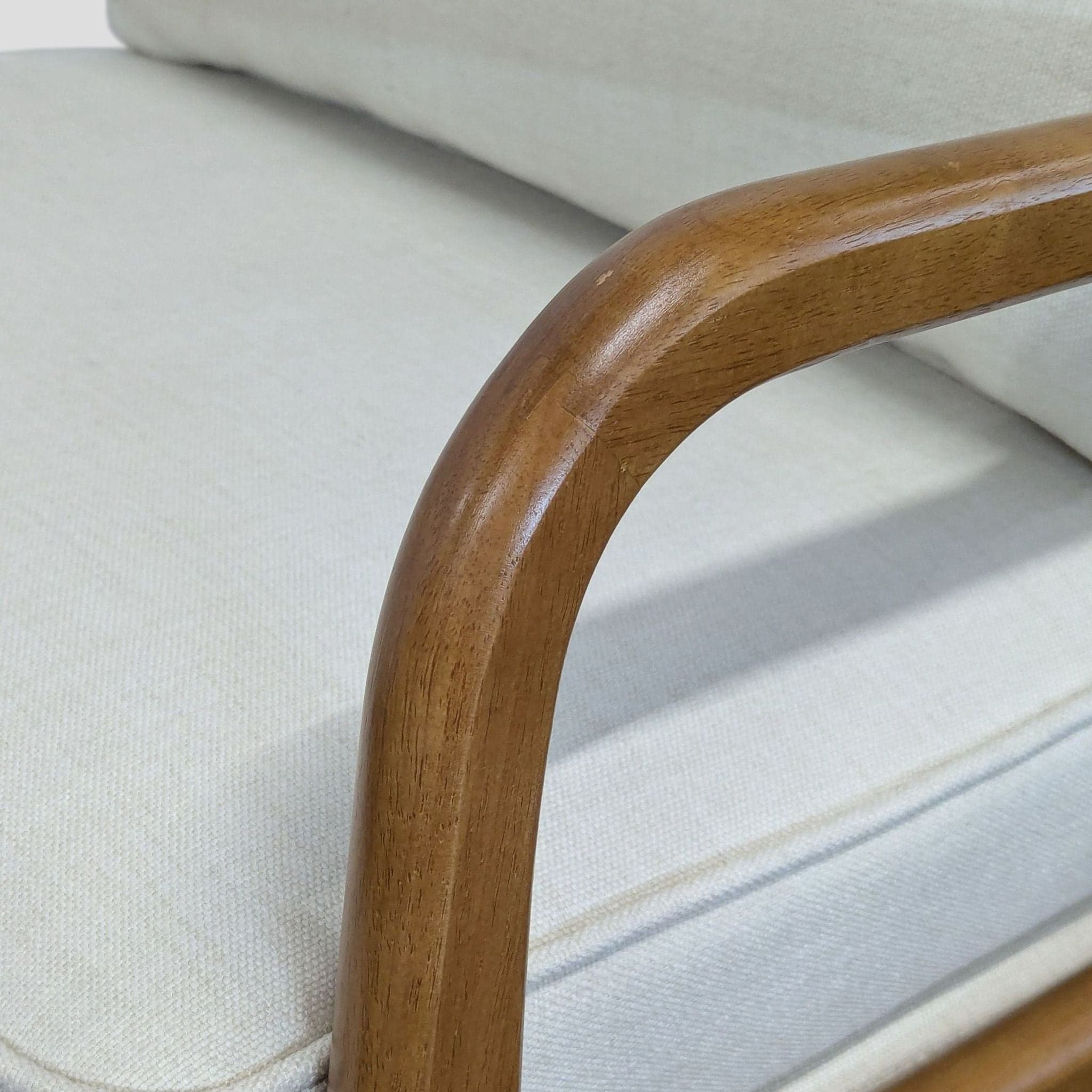 George Oliver Lounge Chair with Light Wood Frame and Cream Cushions - Thumbnail 6