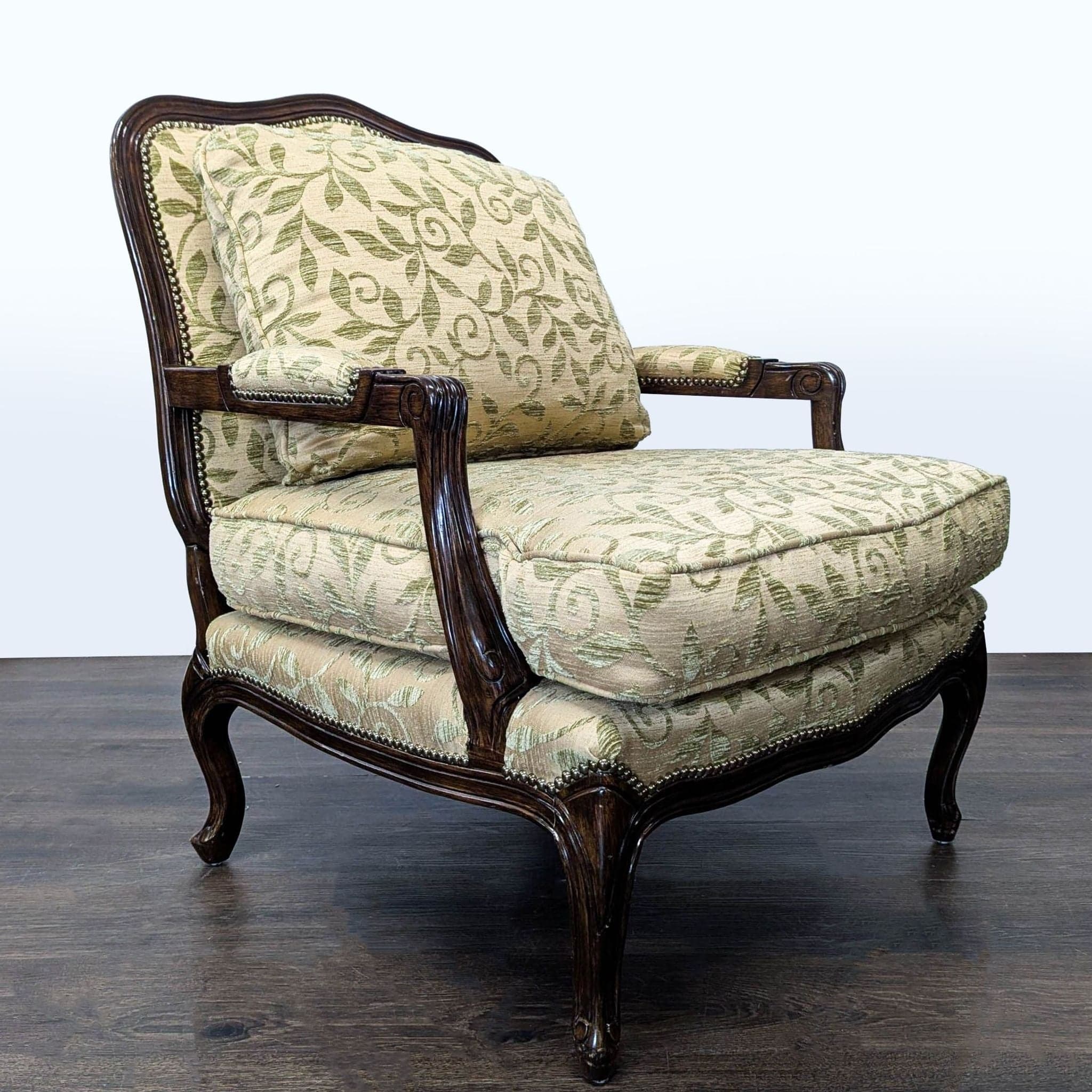 Louis XV Style Upholstered Bergère Lounge Chair - Thumbnail 2