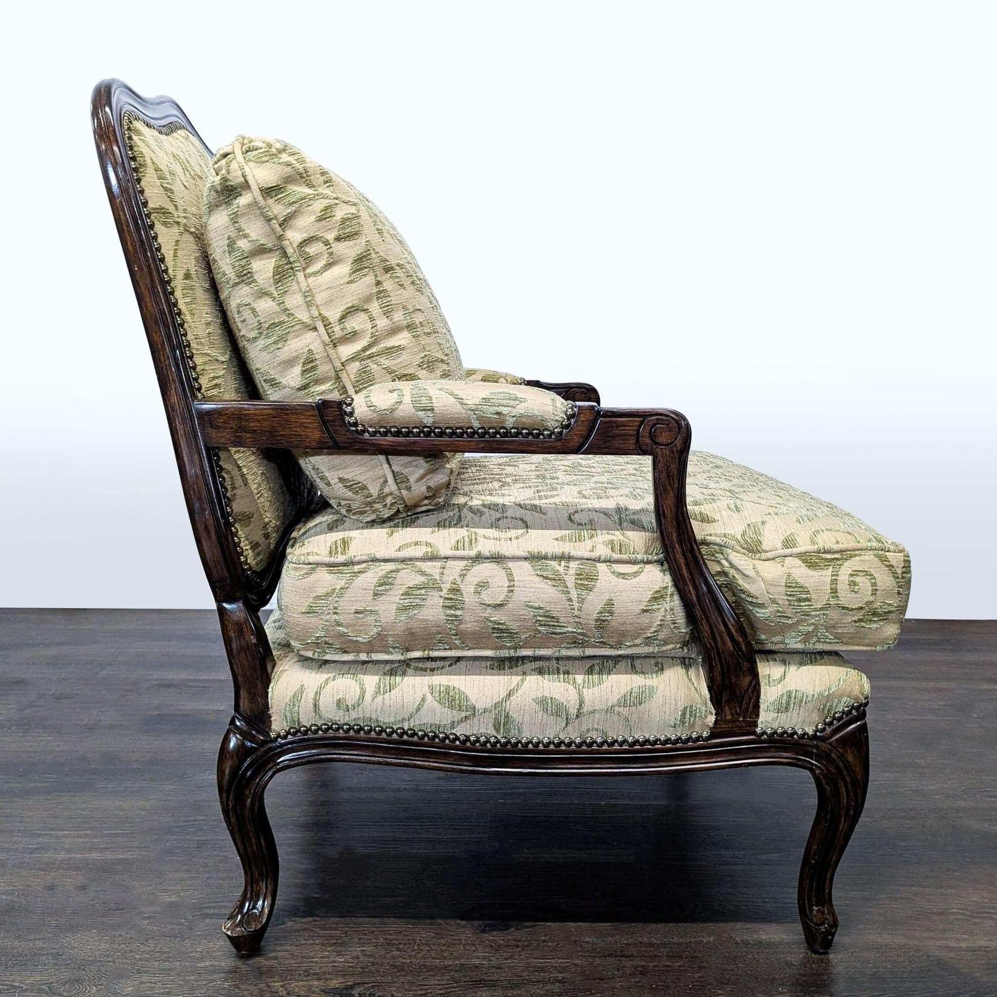 Louis XV Style Upholstered Bergère Lounge Chair - Thumbnail 3