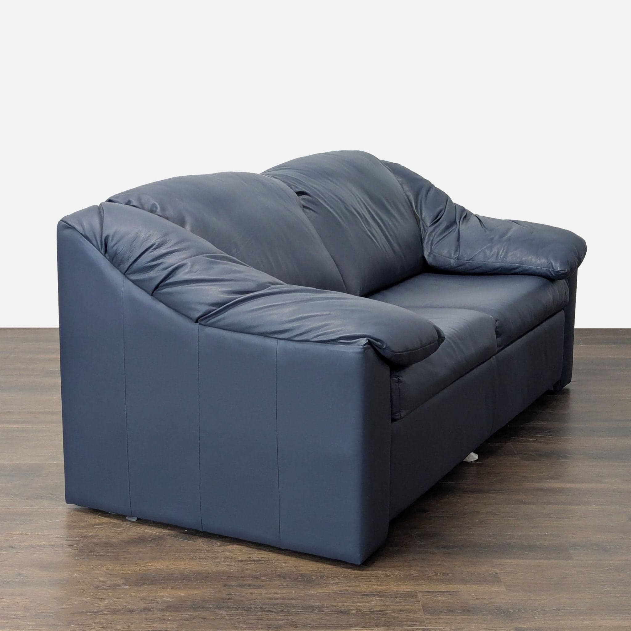 Krause's Blue Leather Sleeper Sofa with Pull-Out Mattress - Thumbnail 3