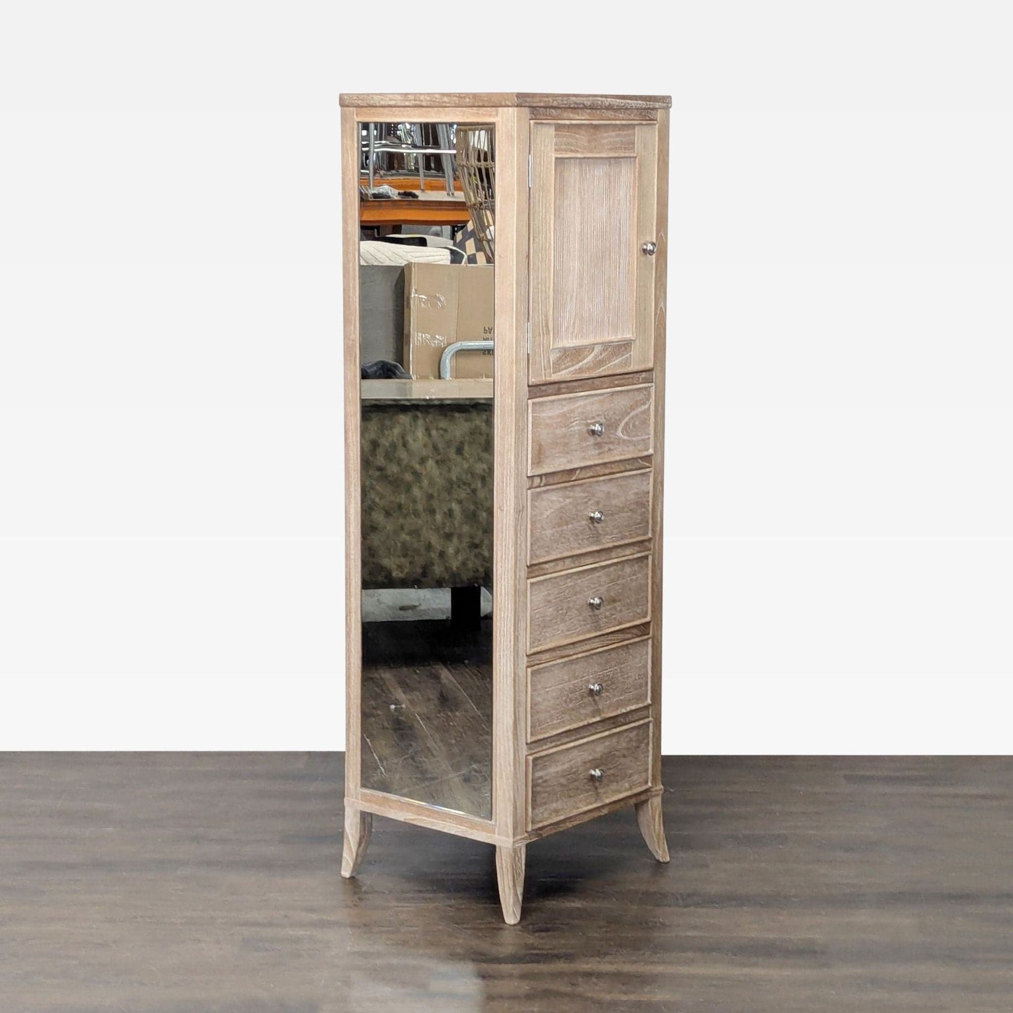 Arhaus Tall Wooden Dresser with Jewelry Cabinet - Thumbnail 5