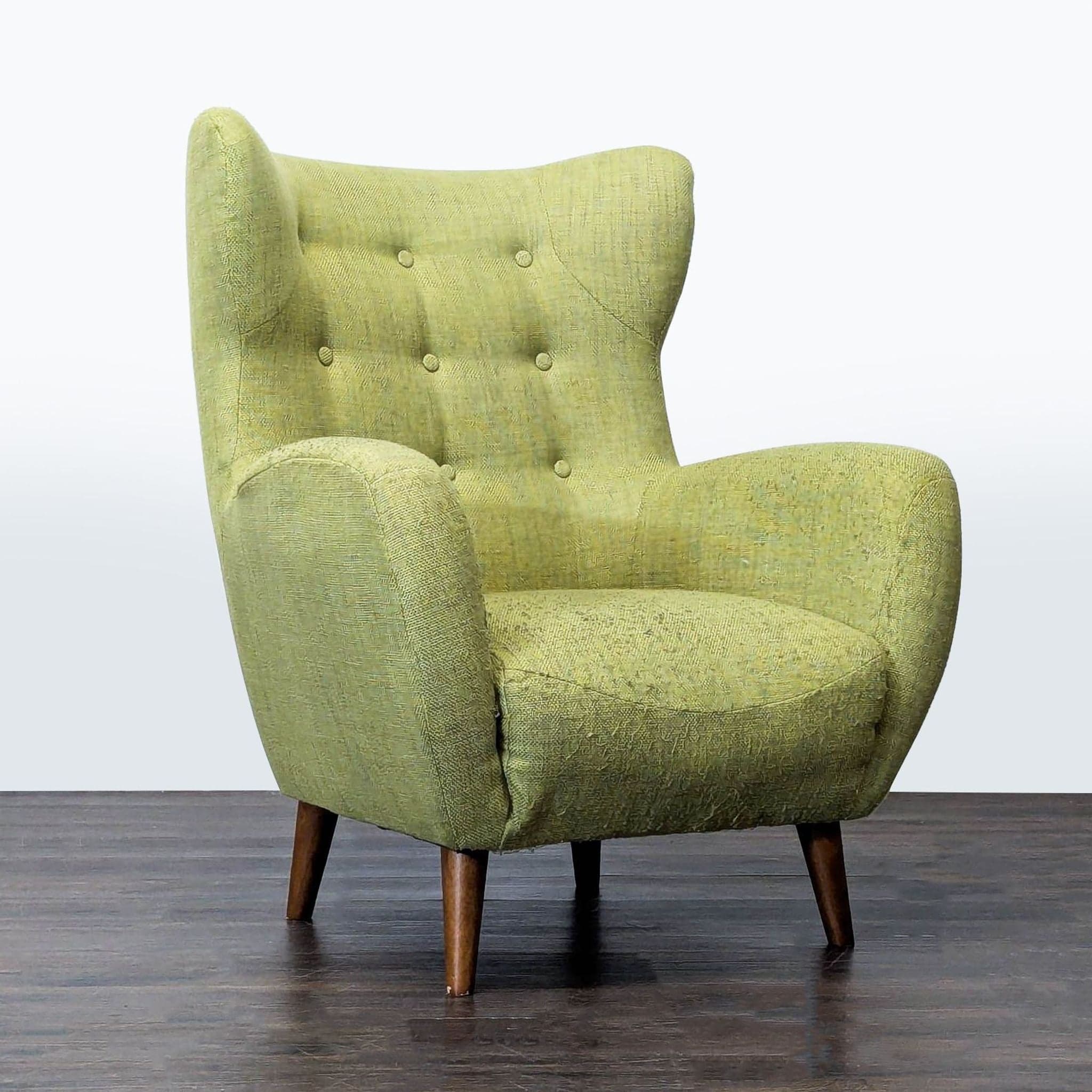 Article Mod Mid-Century Modern Green Lounge Chair with Wooden Legs - Thumbnail 2